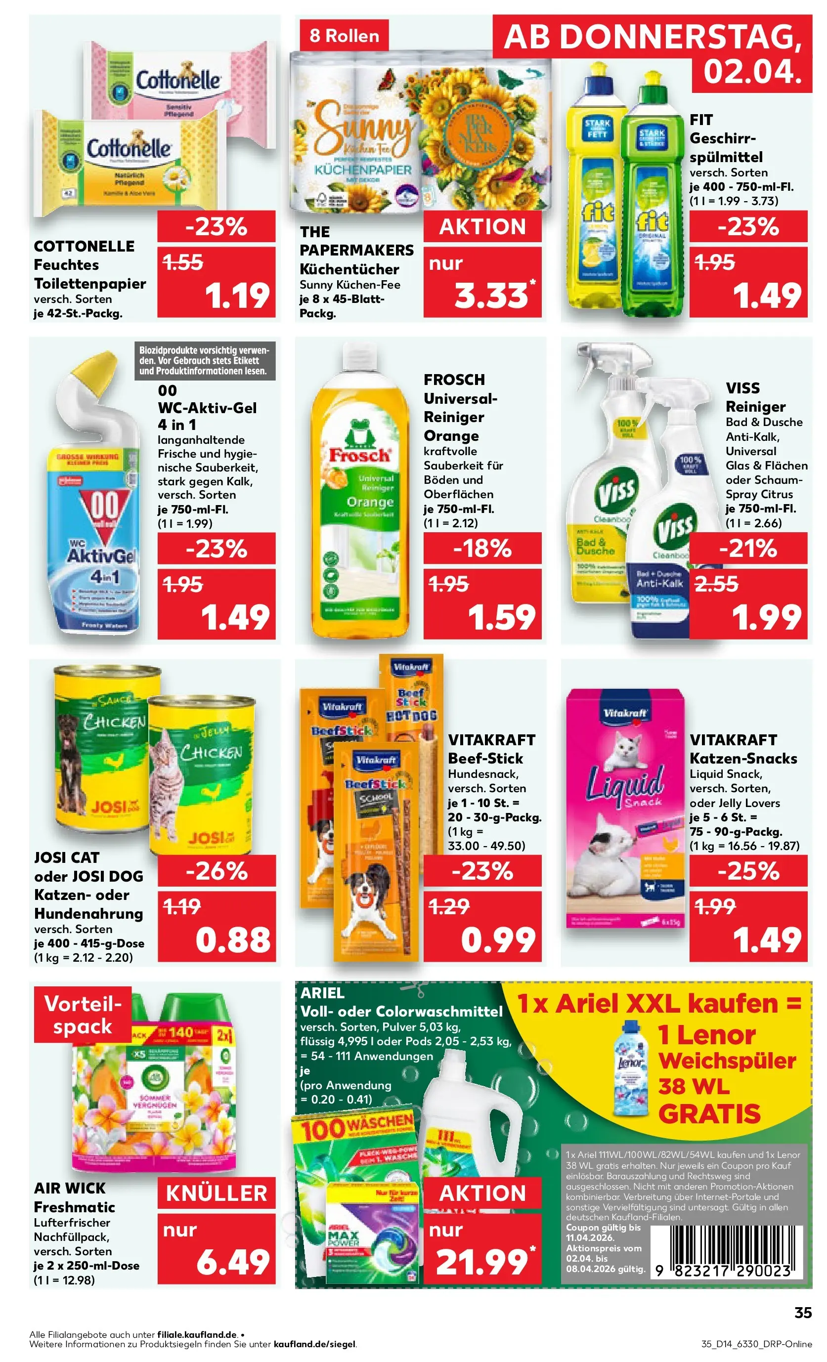 Prospekt Kaufland ab 01.04.2026 » Angebote Online zum Blättern | Seite: 35 | Produkte: Lenor, Ariel, Bad, Weichspüler