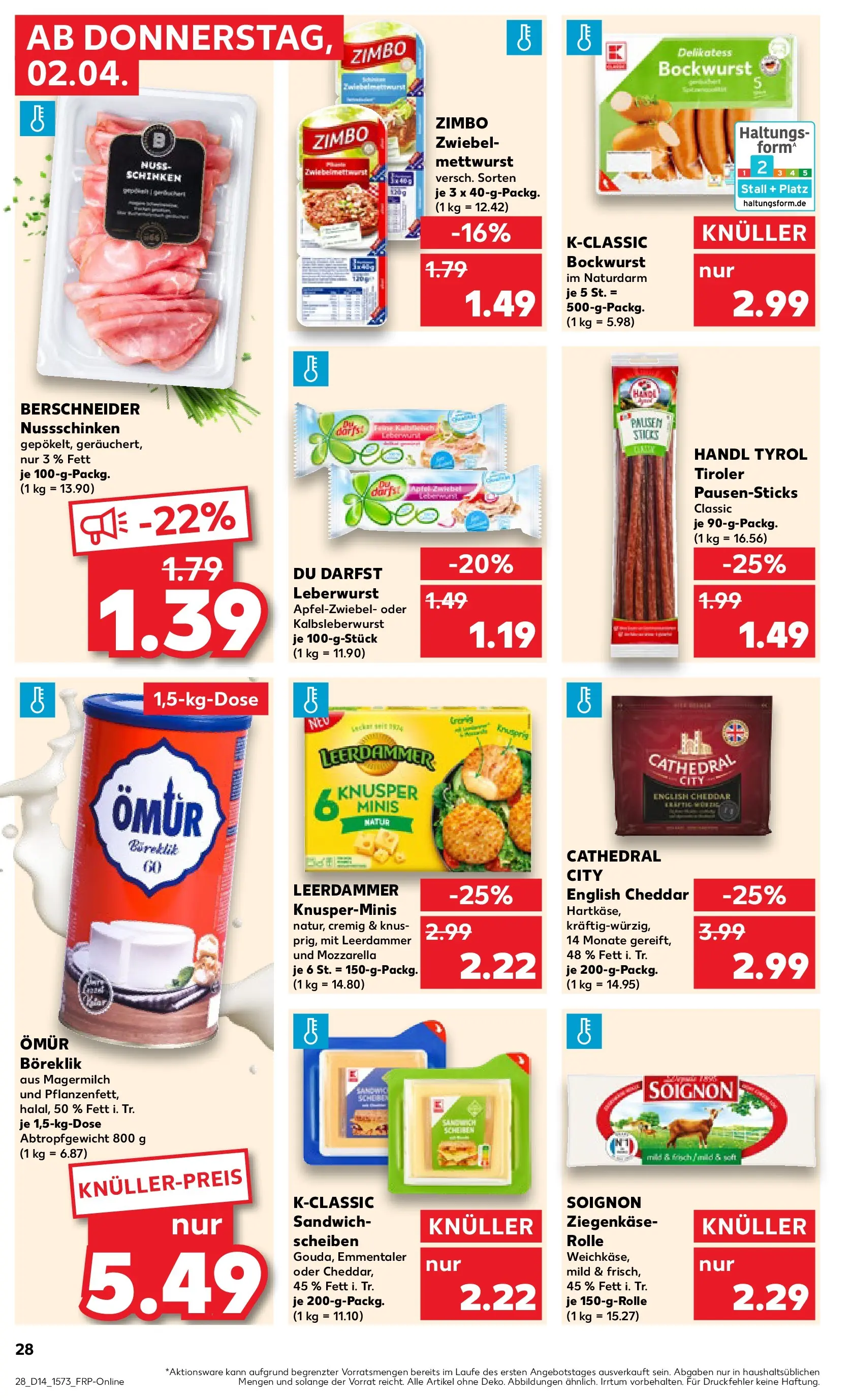 Prospekt Kaufland ab 01.04.2026 » Angebote Online zum Blättern | Seite: 30 | Produkte: Mozzarella, Ziegenkäse, Leerdammer, Schinken