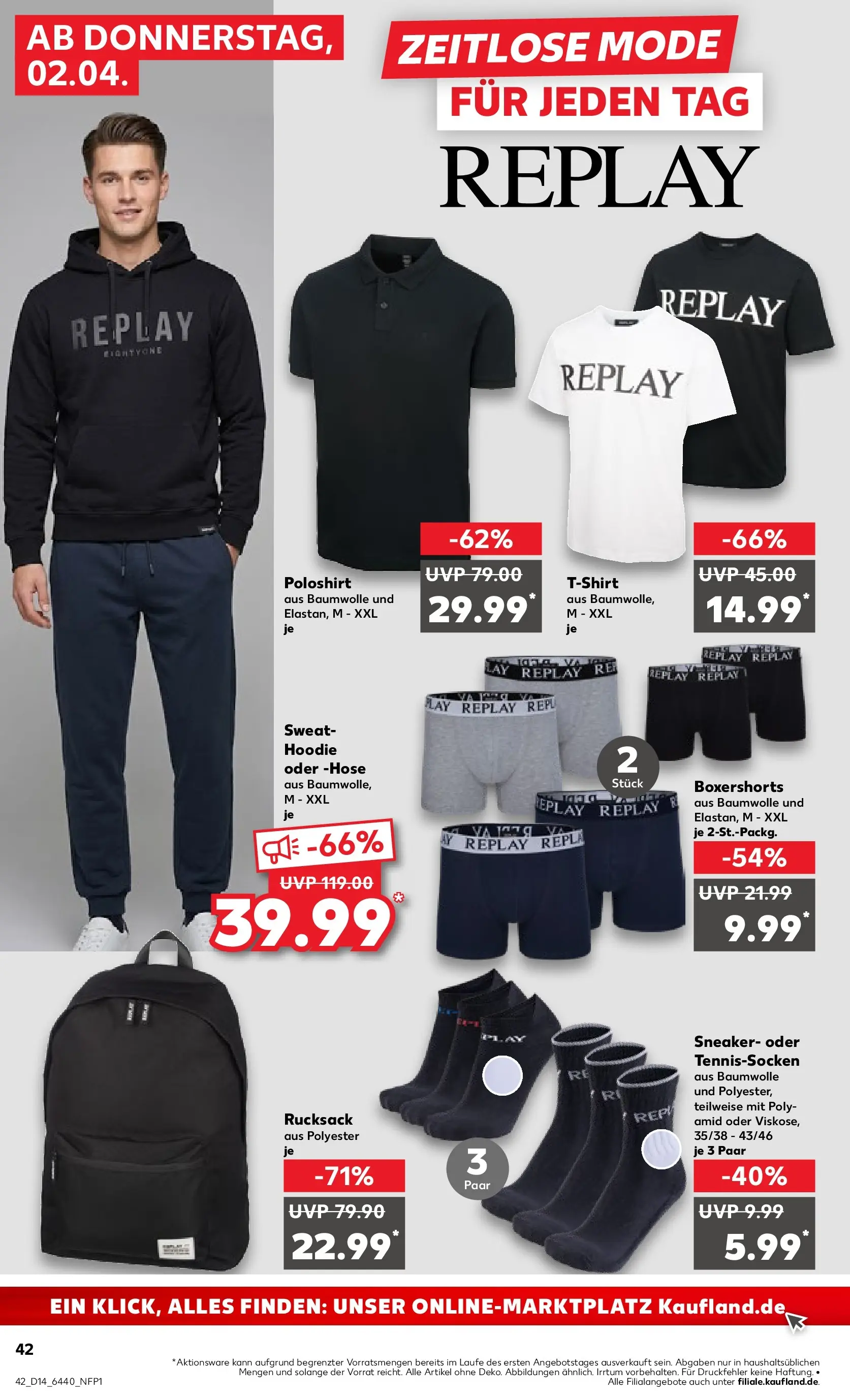 Prospekt Kaufland ab 02.04.2026 » Angebote Online zum Blättern | Seite: 42 | Produkte: T-Shirt, Hoodie, Poloshirt, Hose