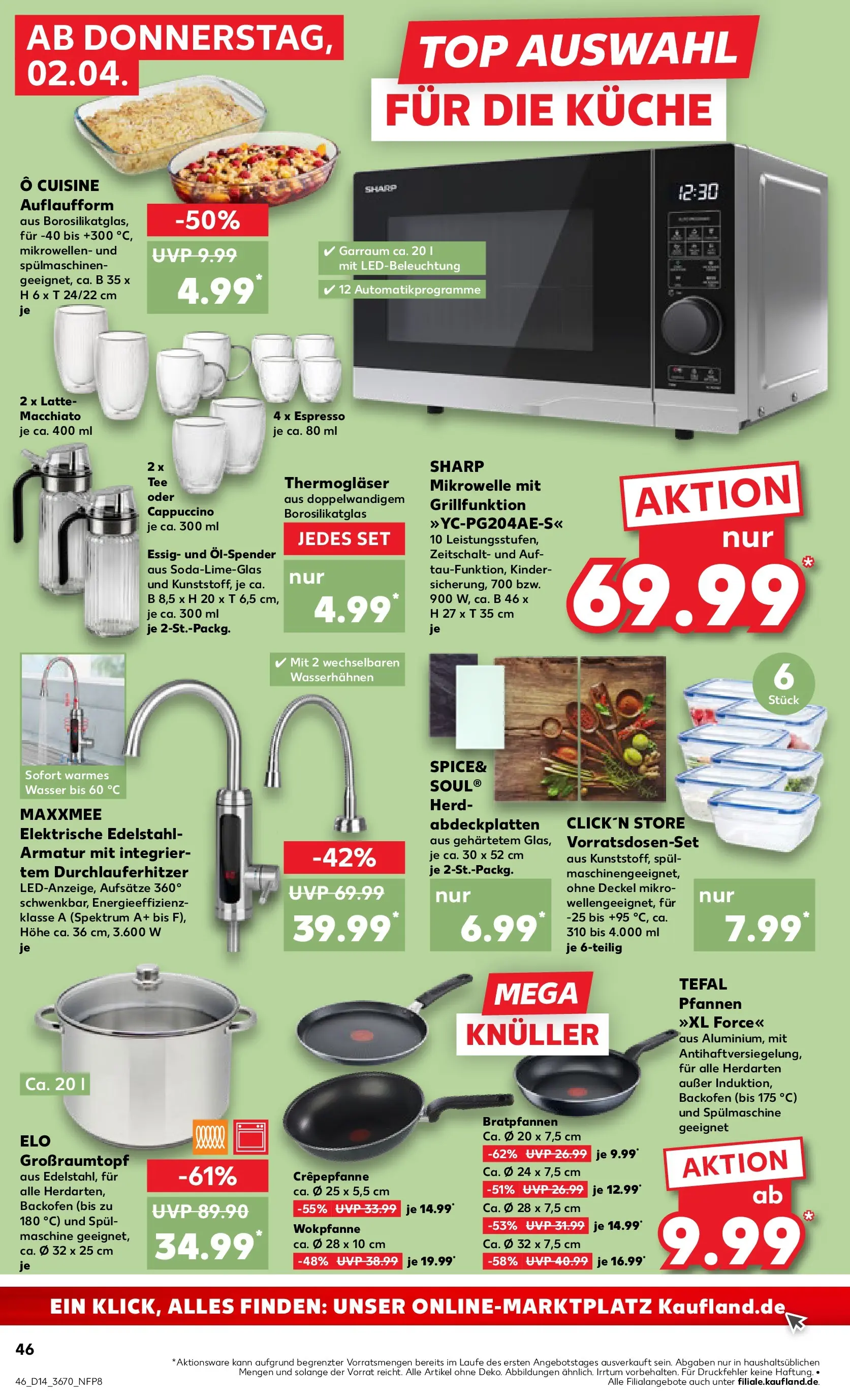 Prospekt Kaufland ab 01.04.2026 » Angebote Online zum Blättern | Seite: 46 | Produkte: Herd, Essig, Küche, Wok