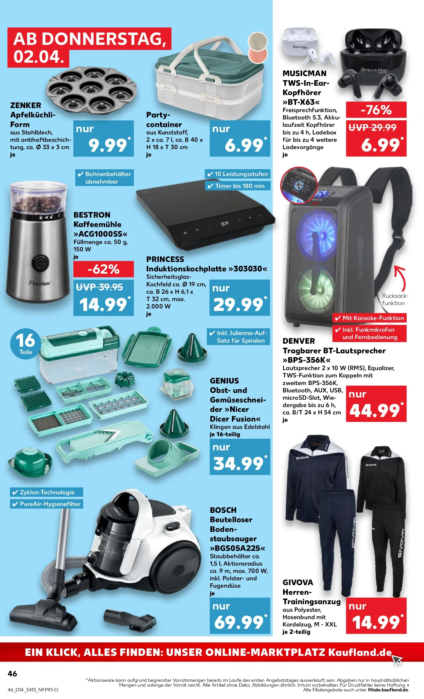 Prospekt Kaufland ab 02.04.2026 » Angebote Online zum Blättern | Seite: 46 | Produkte: Bosch, Lautsprecher, Staubsauger, Obst