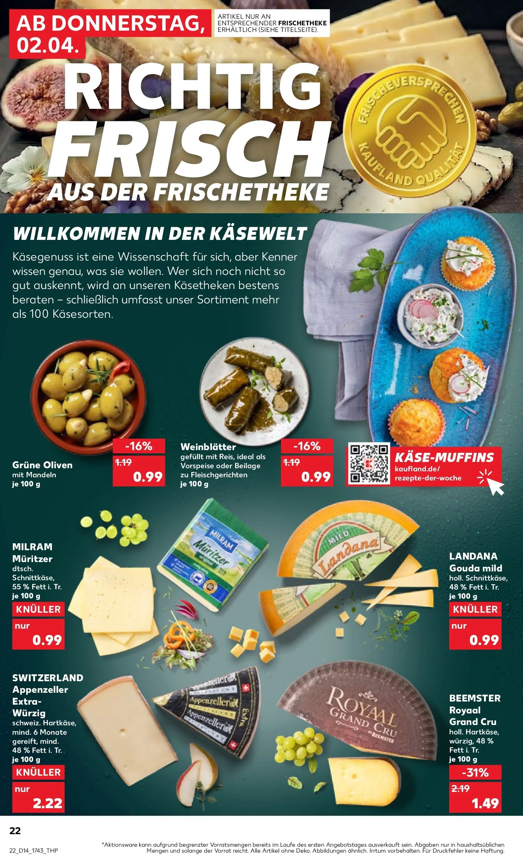Prospekt Kaufland ab 01.04.2026 » Angebote Online zum Blättern | Seite: 22 | Produkte: Gouda, Mandeln, Milram