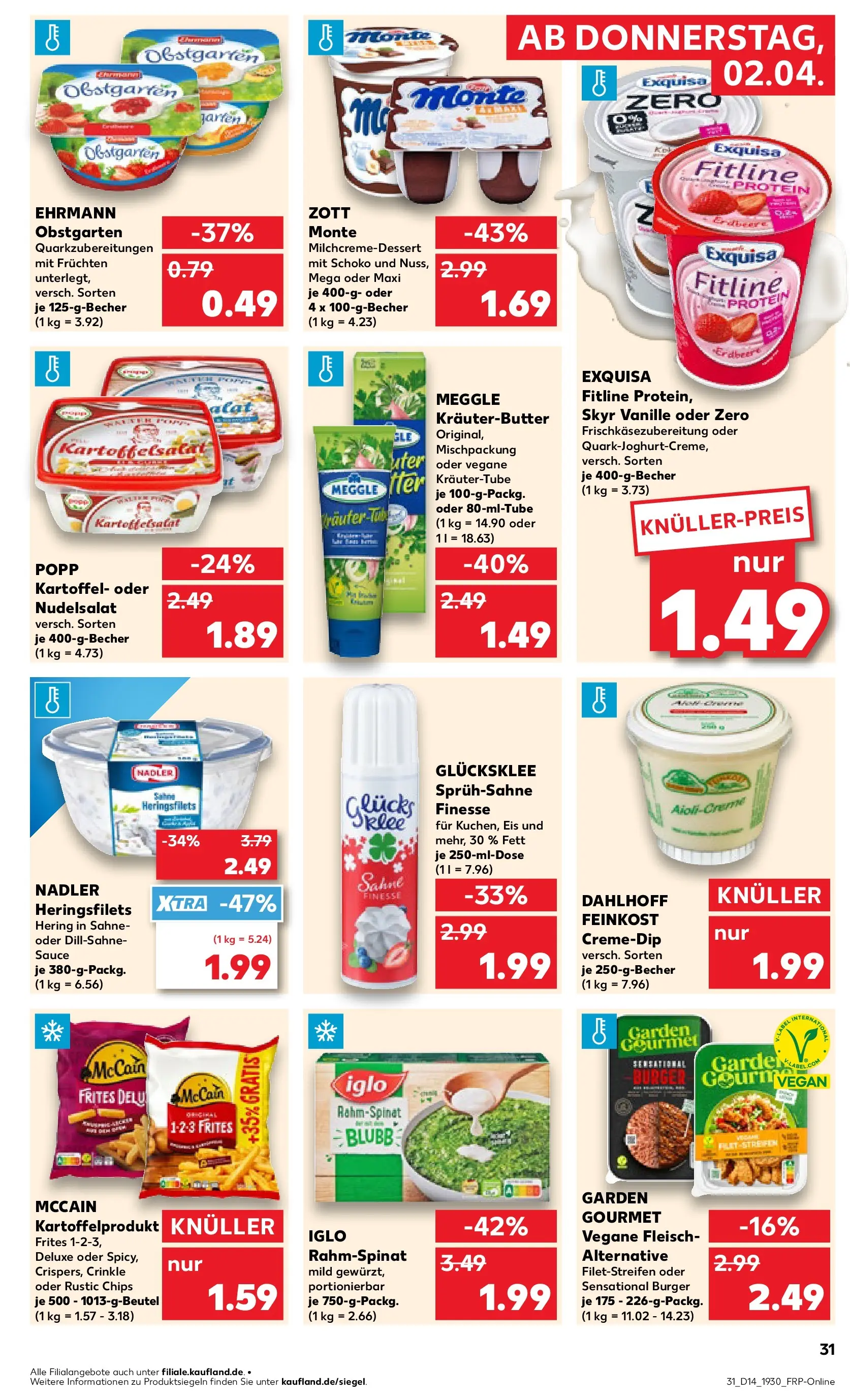 Prospekt Kaufland ab 02.04.2026 » Angebote Online zum Blättern | Seite: 29 | Produkte: Iglo, Burger, Exquisa, Chips