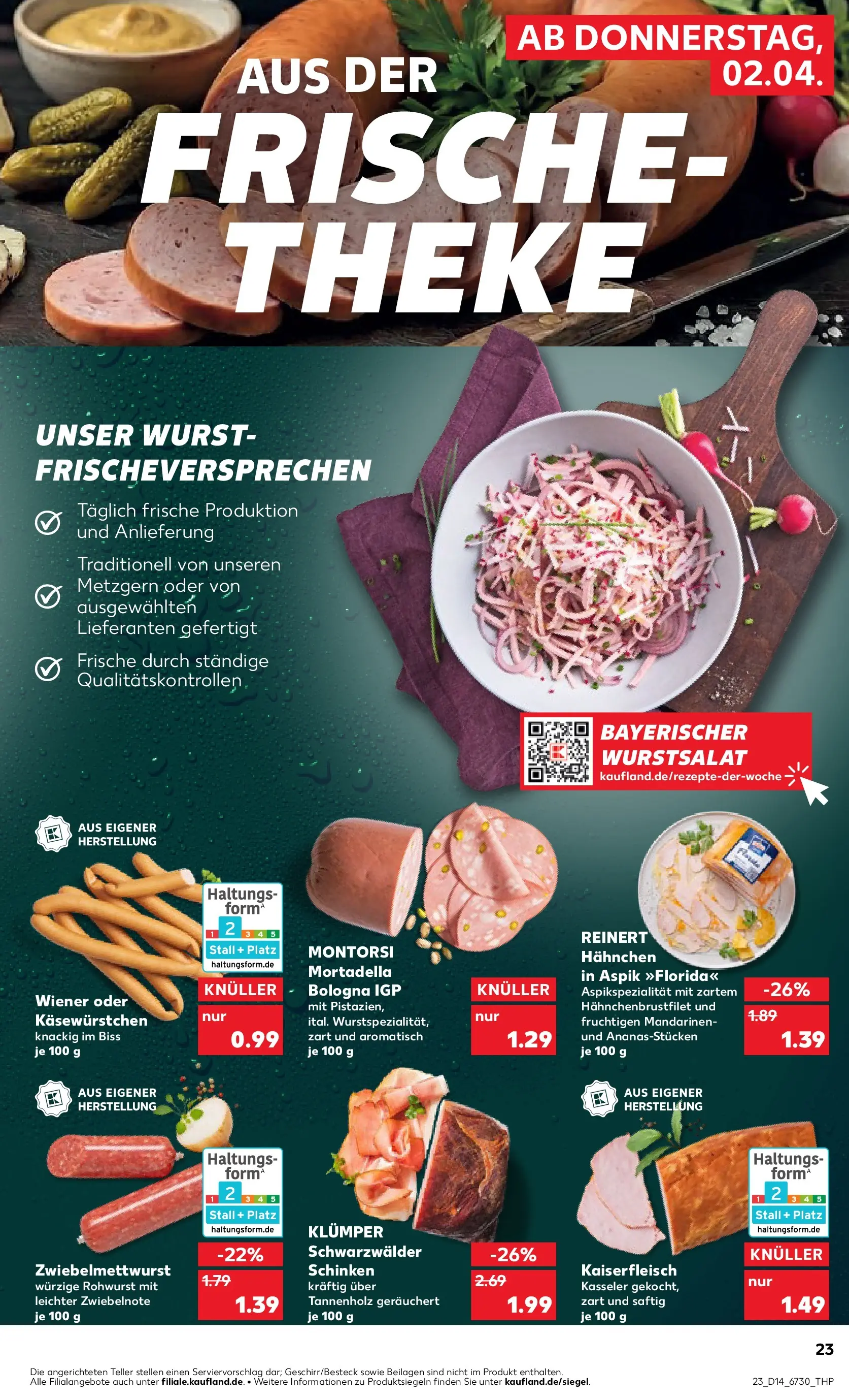 Prospekt Kaufland ab 02.04.2026 » Angebote Online zum Blättern | Seite: 23 | Produkte: Theke, Mandarinen, Wurst, Schinken
