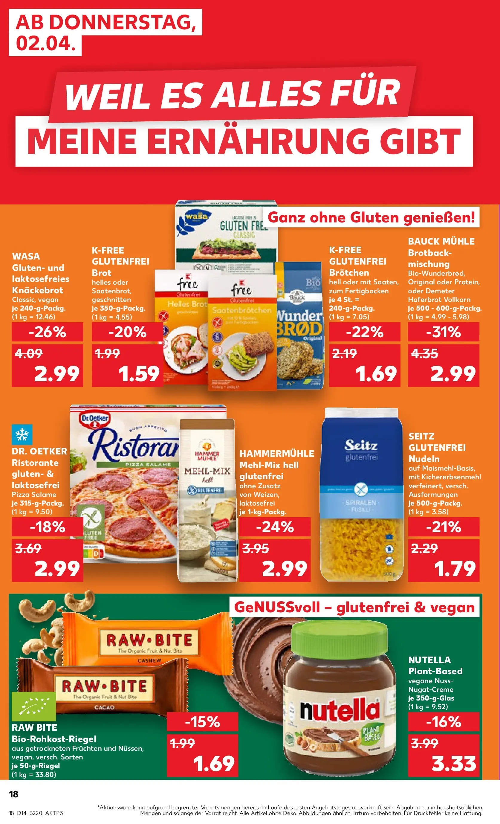 Prospekt Kaufland ab 02.04.2026 » Angebote Online zum Blättern | Seite: 18 | Produkte: Ristorante, Mühle, Pasta, Brot