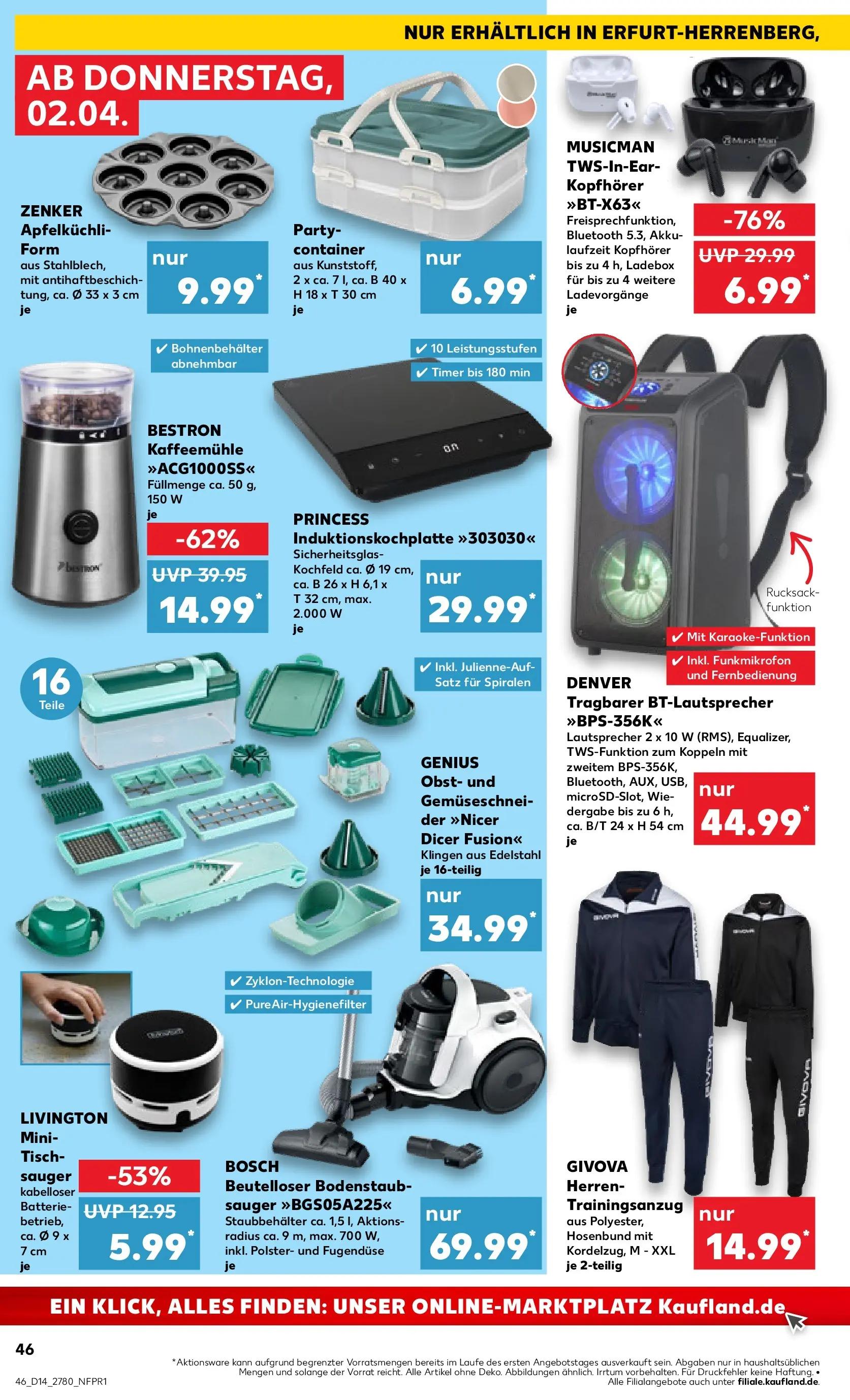 Prospekt Kaufland ab 01.04.2026 » Angebote Online zum Blättern | Seite: 46 | Produkte: Tisch, Batterie, Obst, Rucksack
