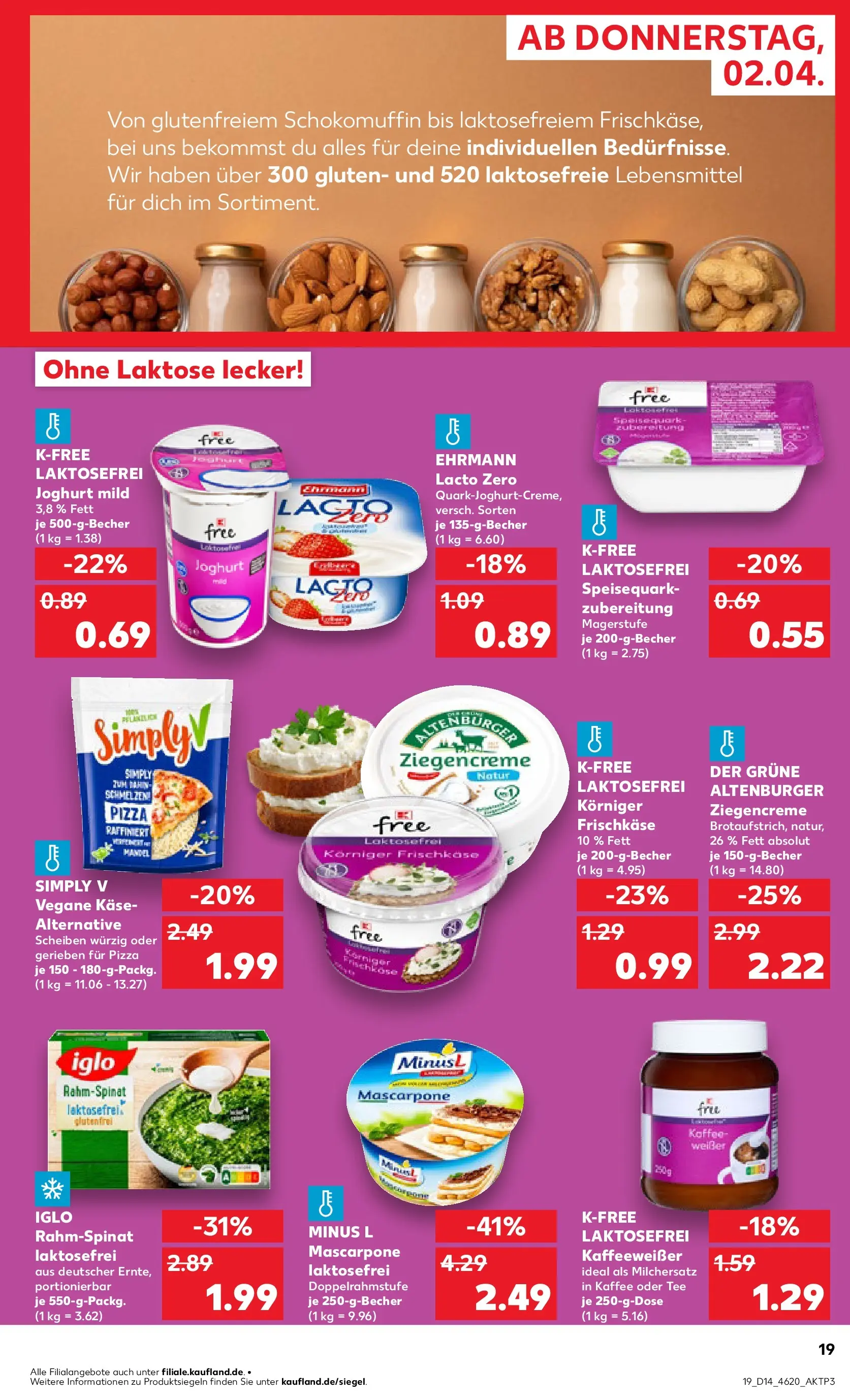 Prospekt Kaufland ab 02.04.2026 » Angebote Online zum Blättern | Seite: 19 | Produkte: Mascarpone, Kaffee, Iglo, Speisequark