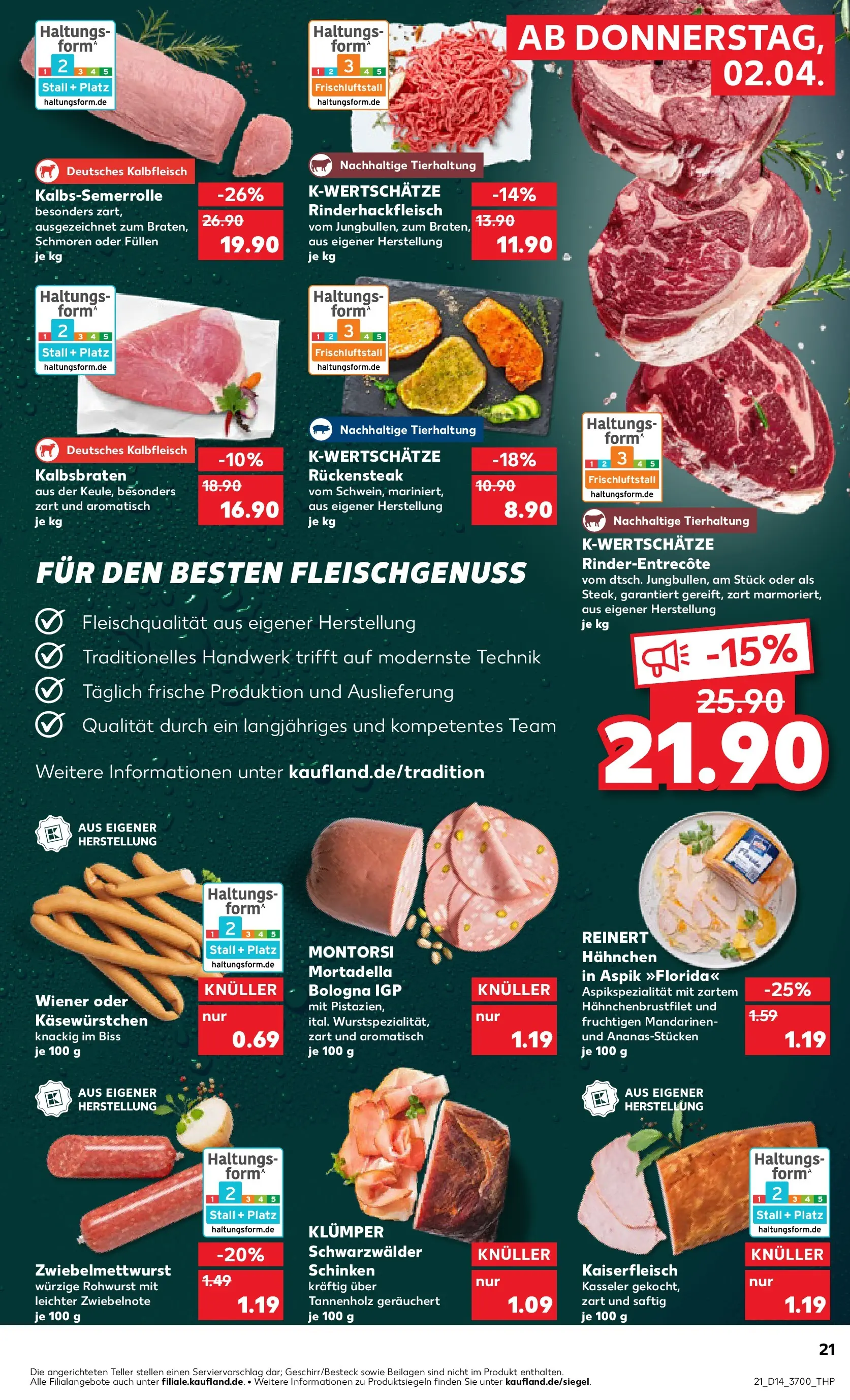 Prospekt Kaufland ab 02.04.2026 » Angebote Online zum Blättern | Seite: 21 | Produkte: Hahnchen, Mandarinen, Schinken