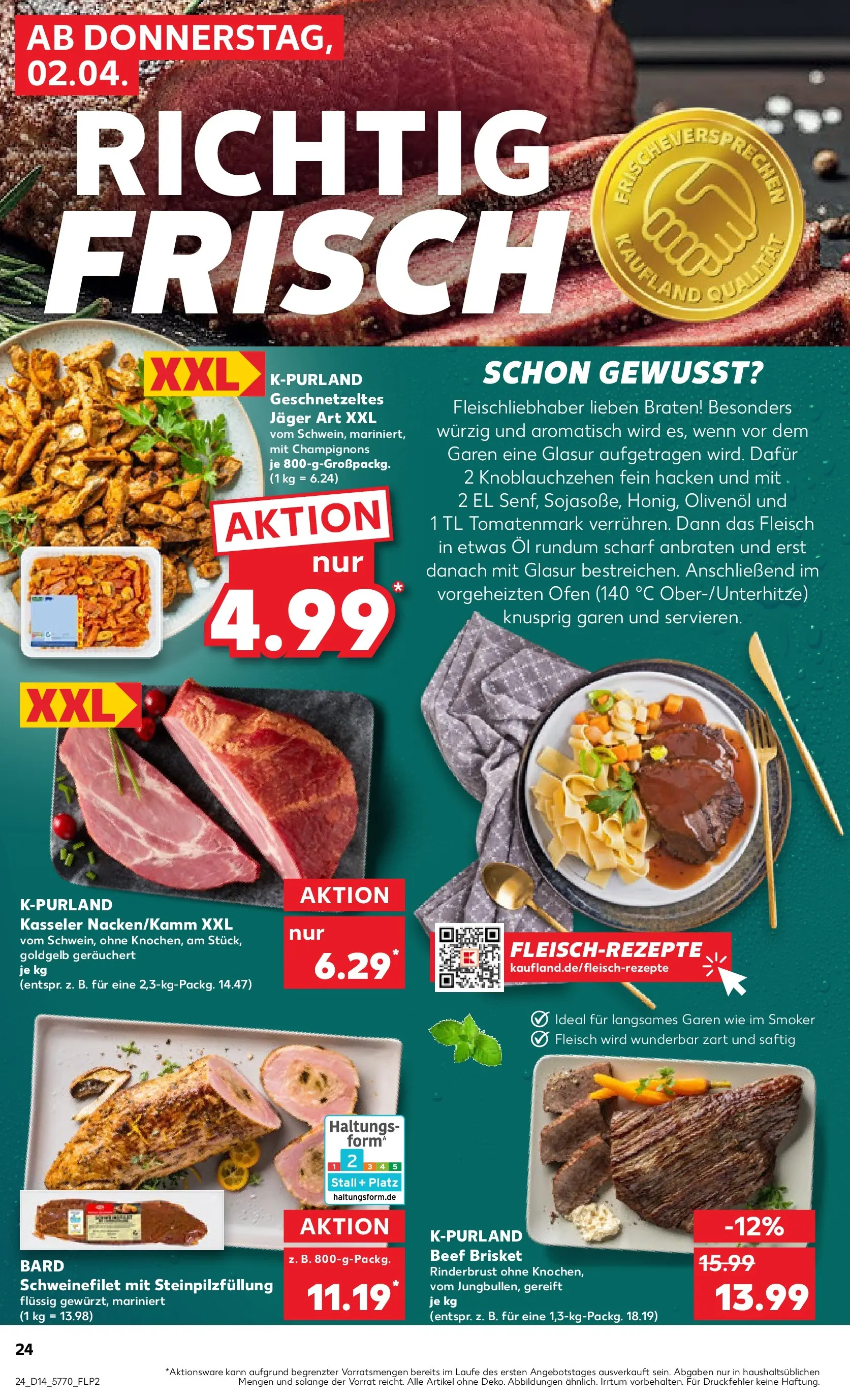 Prospekt Kaufland ab 02.04.2026 » Angebote Online zum Blättern | Seite: 24 | Produkte: Olivenol, Schweinefilet, Champignons, Fleisch