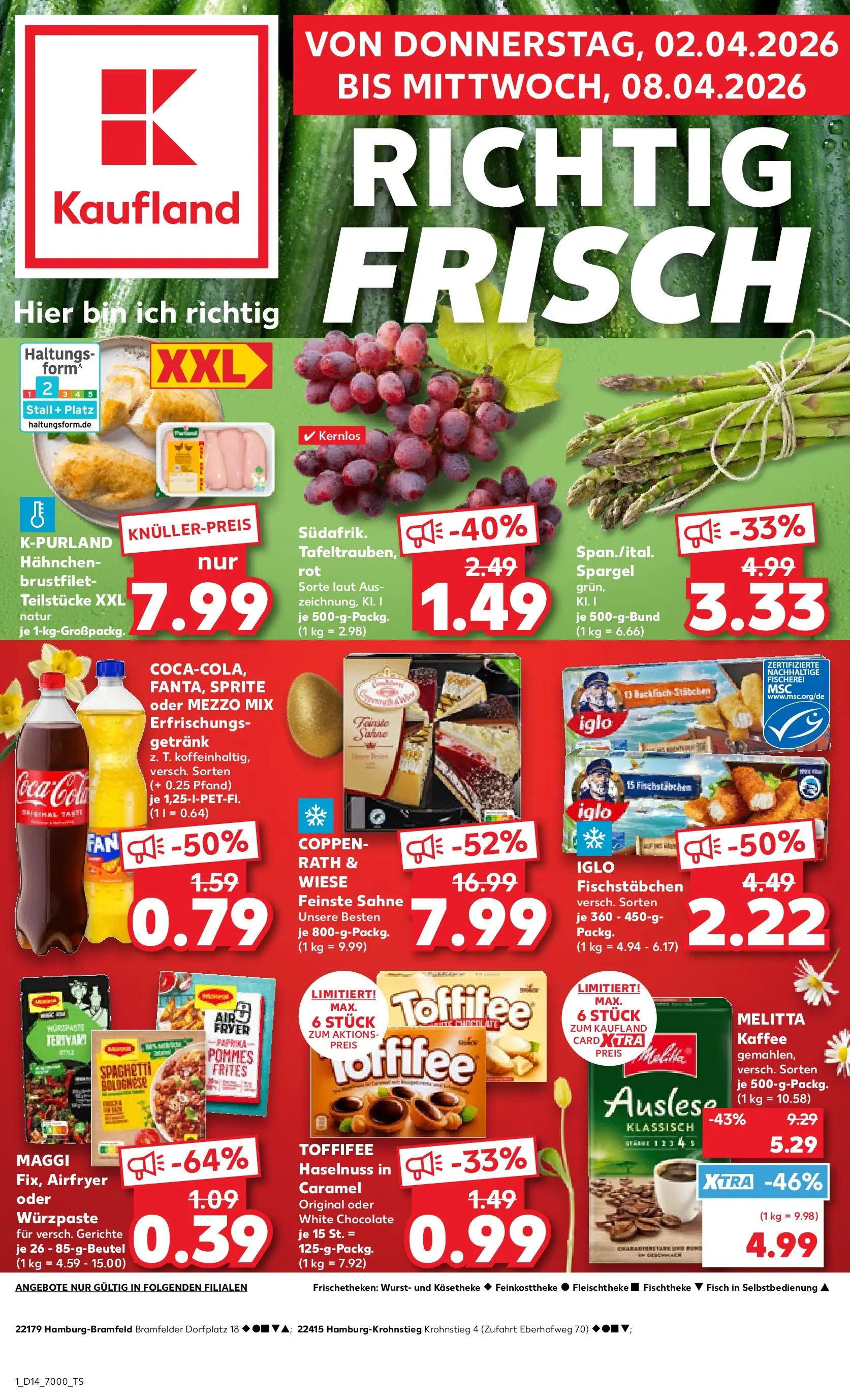 Prospekt Kaufland ab 01.04.2026 » Angebote Online zum Blättern | Seite: 1 | Produkte: Melitta kaffee, Mezzo mix, Oder mezzo mix, Sahne