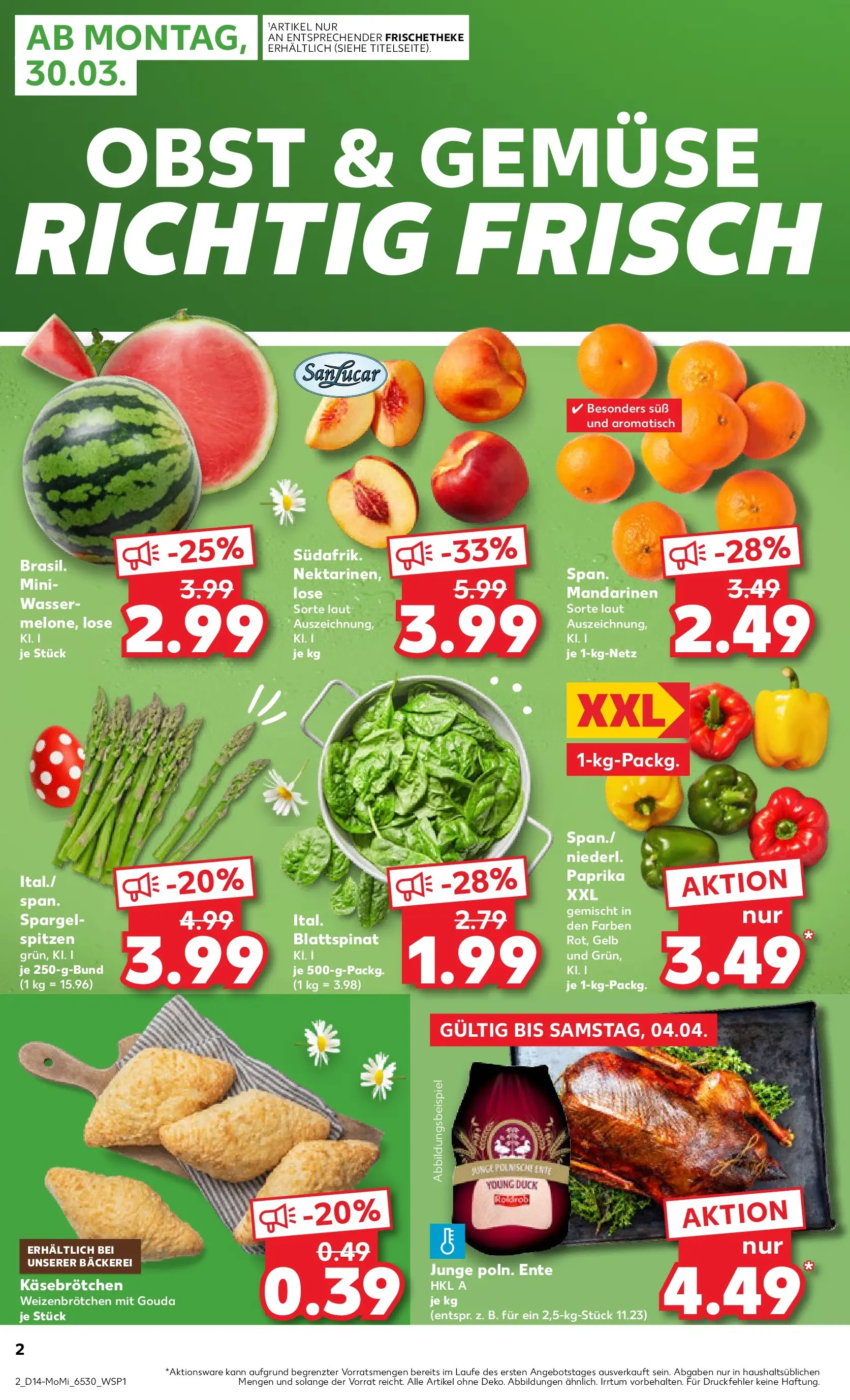 Prospekt Kaufland ab 29.03.2026 » Angebote und Werbung Online | Seite: 2 | Produkte: Mandarinen, Spargel, Obst, Ente Prospekt Kaufland ab 29.03.2026 » Angebote Online zum Blättern | Seite: 2 | Produkte: Mandarinen, Spargel, Obst, Ente