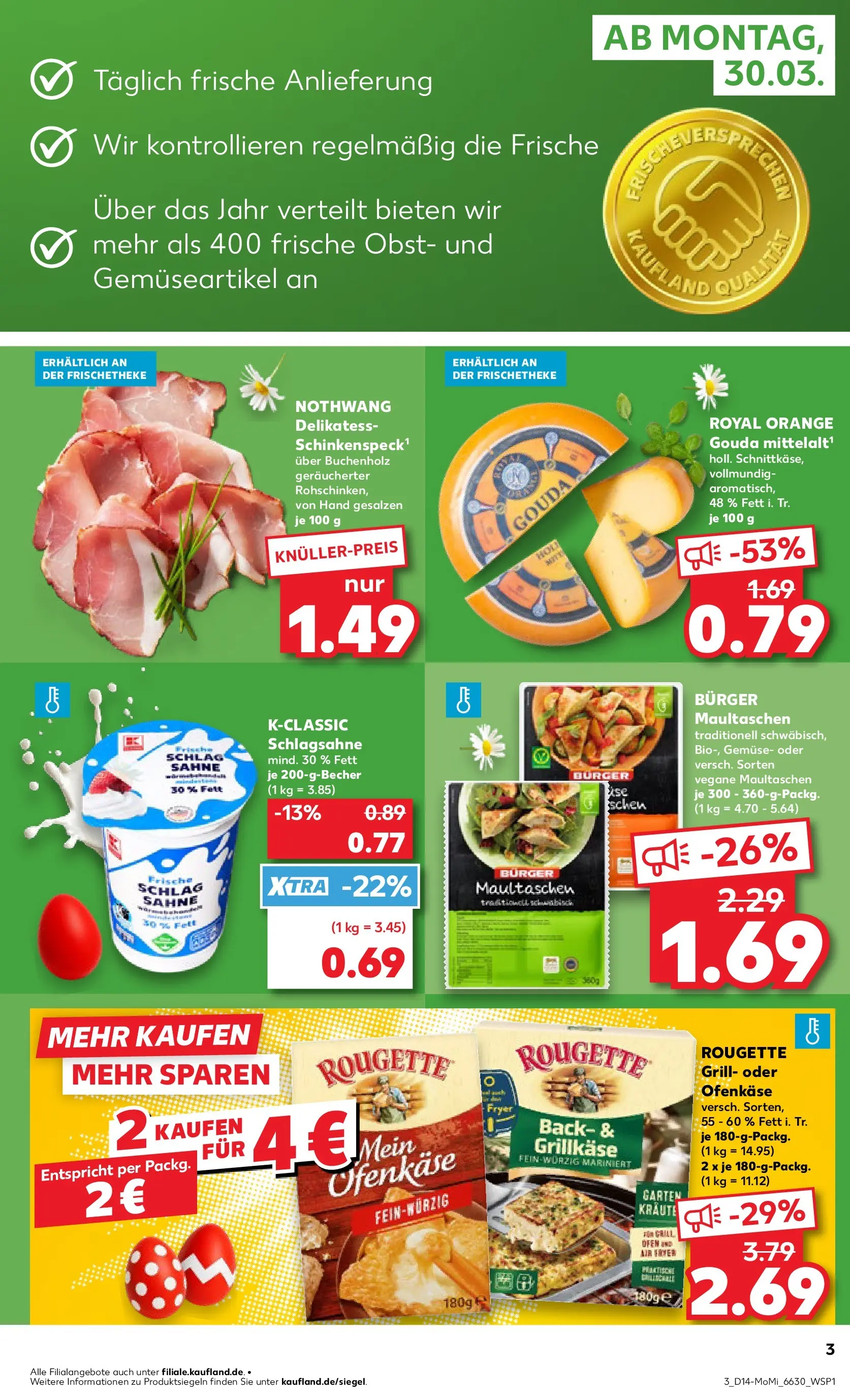 Prospekt Kaufland ab 30.03.2026 » Angebote Online zum Blättern | Seite: 3 | Produkte: Ofen, Schlagsahne, Burger, Sahne