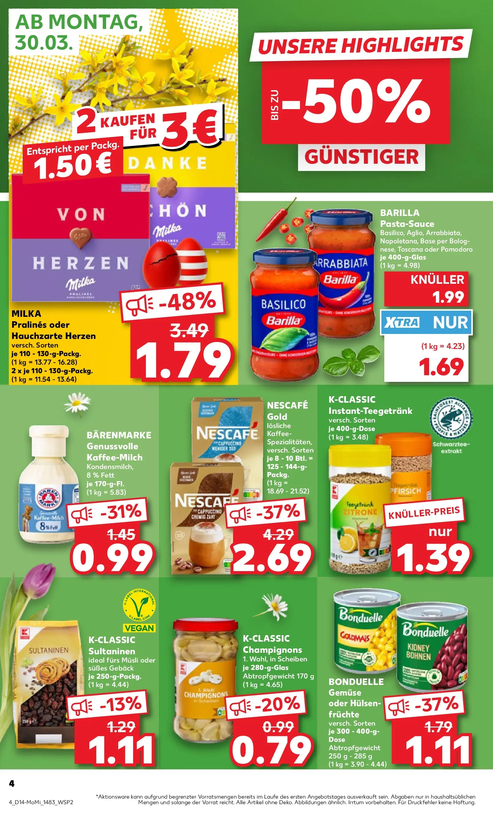 Prospekt Kaufland ab 30.03.2026 » Angebote Online zum Blättern | Seite: 4 | Produkte: Musli, Nescafe, Pasta, Koffer