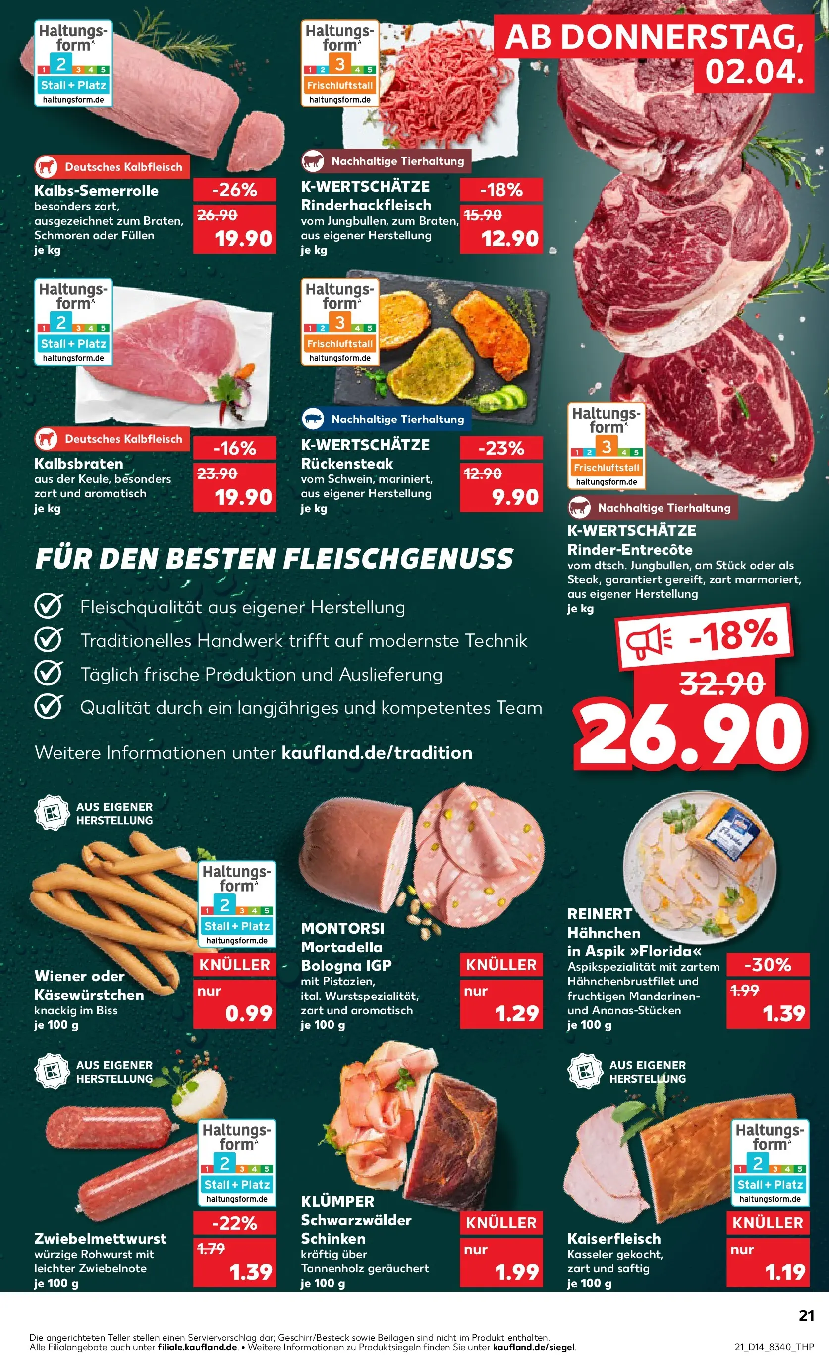 Prospekt Kaufland ab 29.03.2026 » Angebote Online zum Blättern | Seite: 35 | Produkte: Hahnchen, Mandarinen, Schinken, Steak
