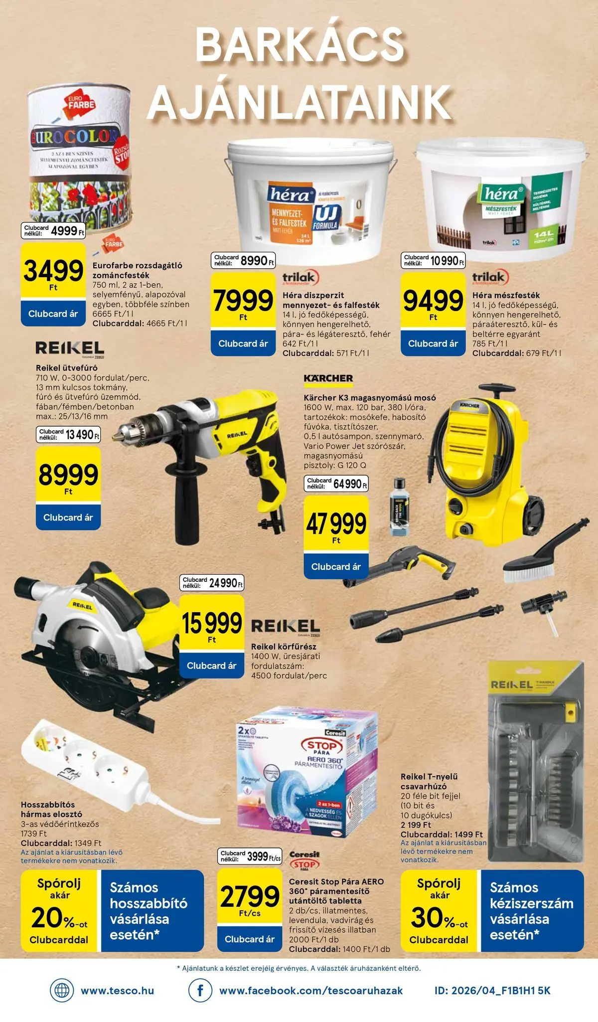 Tesco - Tesco újság érvényessége 2026.04.01-ig - 2026.03.26.-tól - online | Oldal: 36 | Termékek: Páramentesítő, Hosszabbító, Körfűrész, Magasnyomású mosó
