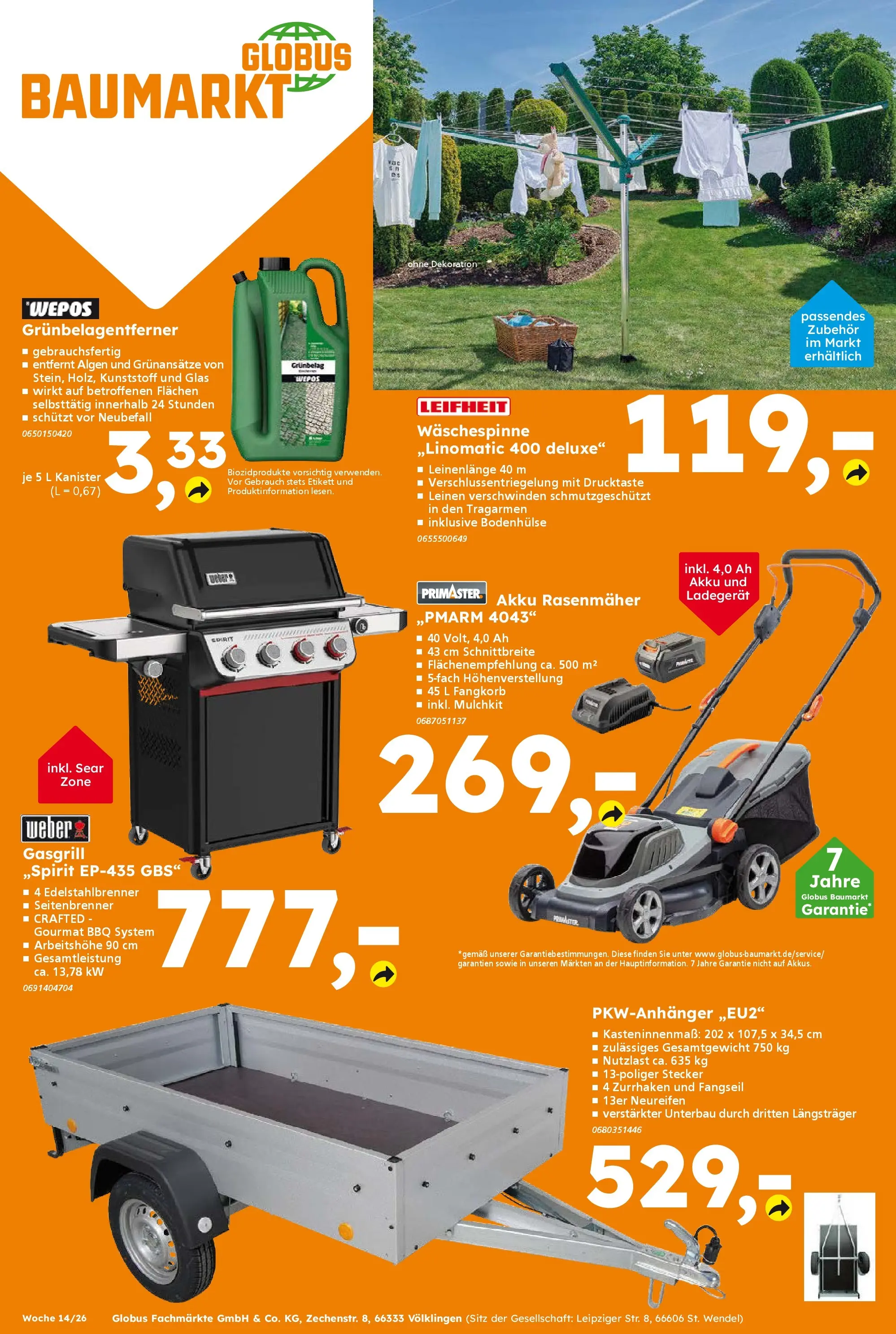 Globus Baumarkt Prospekt Dresden	 (ab 29.03.2026) zum Blättern | Seite: 16 | Produkte: Rasenmäher, Ladegerät