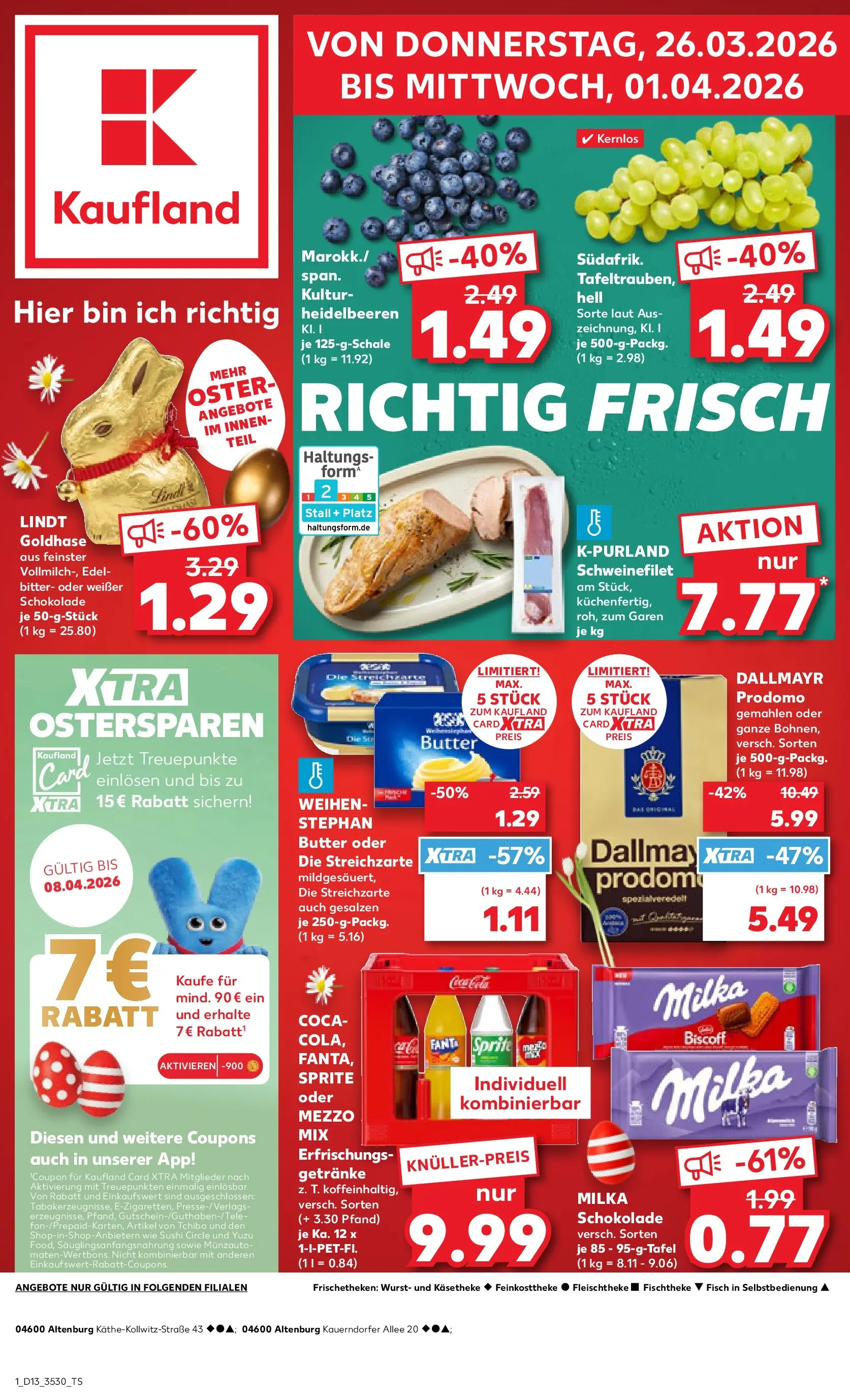 Prospekt Kaufland ab 25.03.2026 » Angebote Online zum Blättern | Seite: 1 | Produkte: Schokolade, Schweinefilet, Oder mezzo mix, Lindt