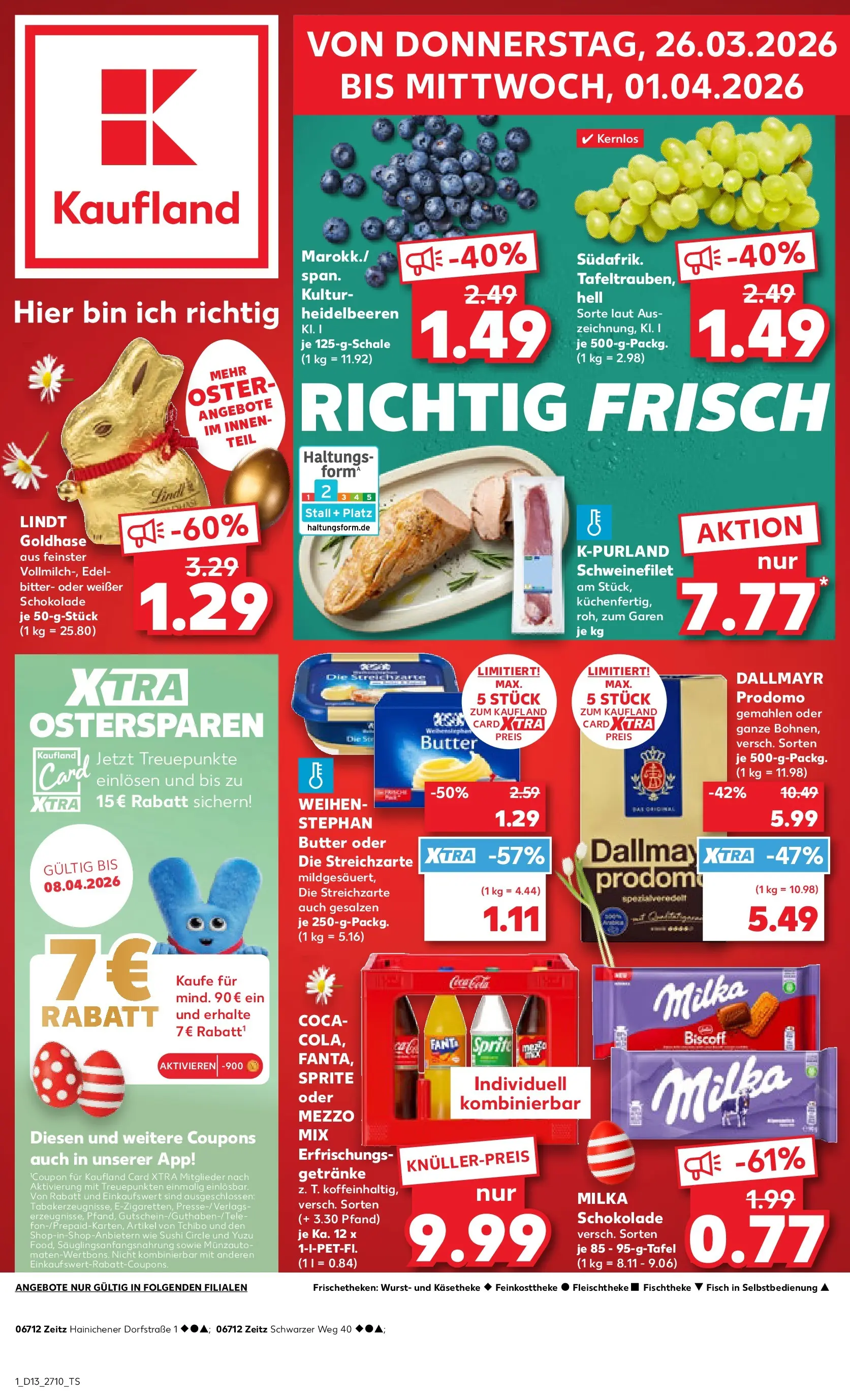 Prospekt Kaufland ab 25.03.2026 » Angebote Online zum Blättern | Seite: 1 | Produkte: Butter, Dallmayr, Wurst, Lindt