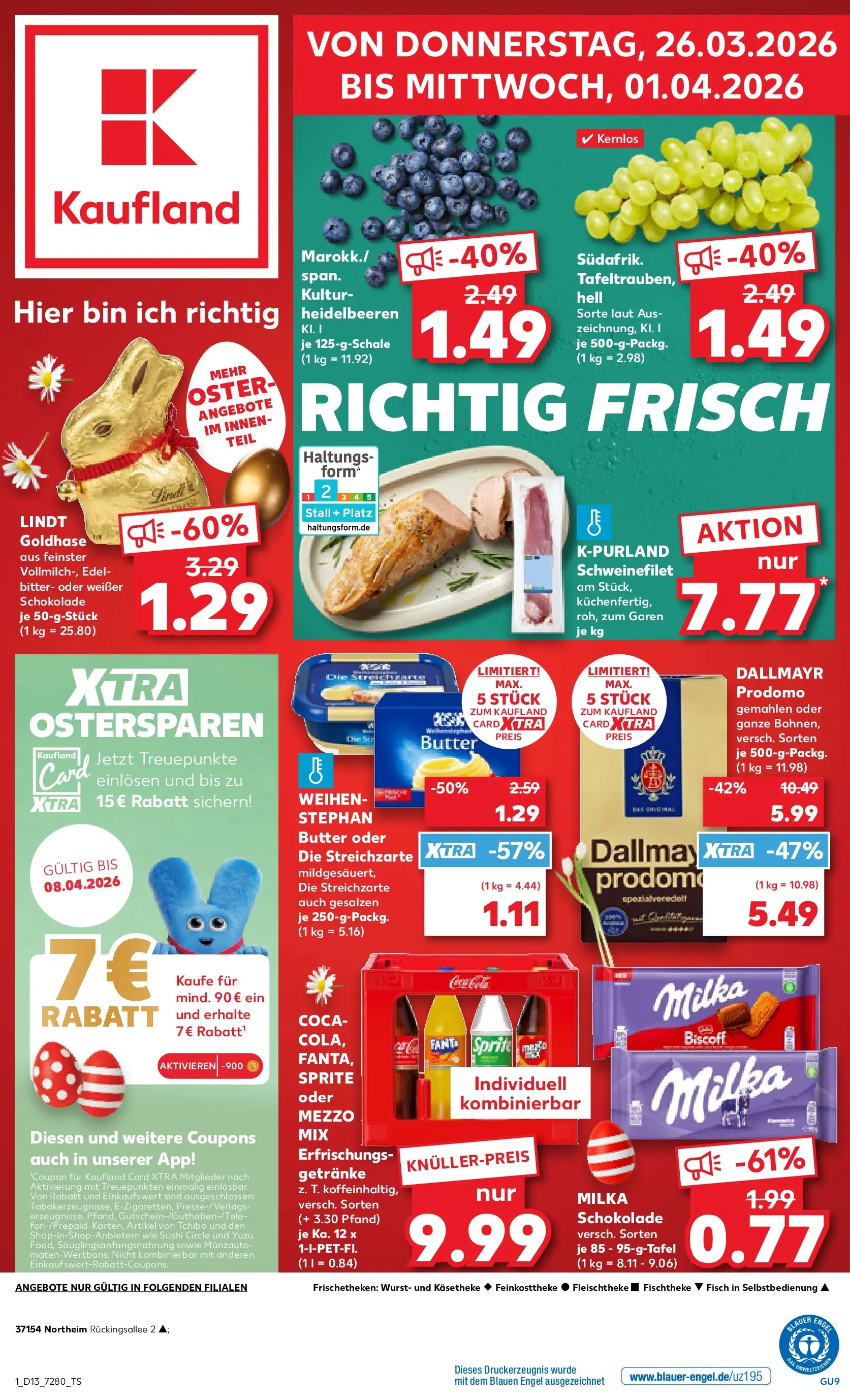 Prospekt Kaufland ab 25.03.2026 » Angebote Online zum Blättern | Seite: 1 | Produkte: Mezzo mix, Milka schokolade, Milka, Lindt