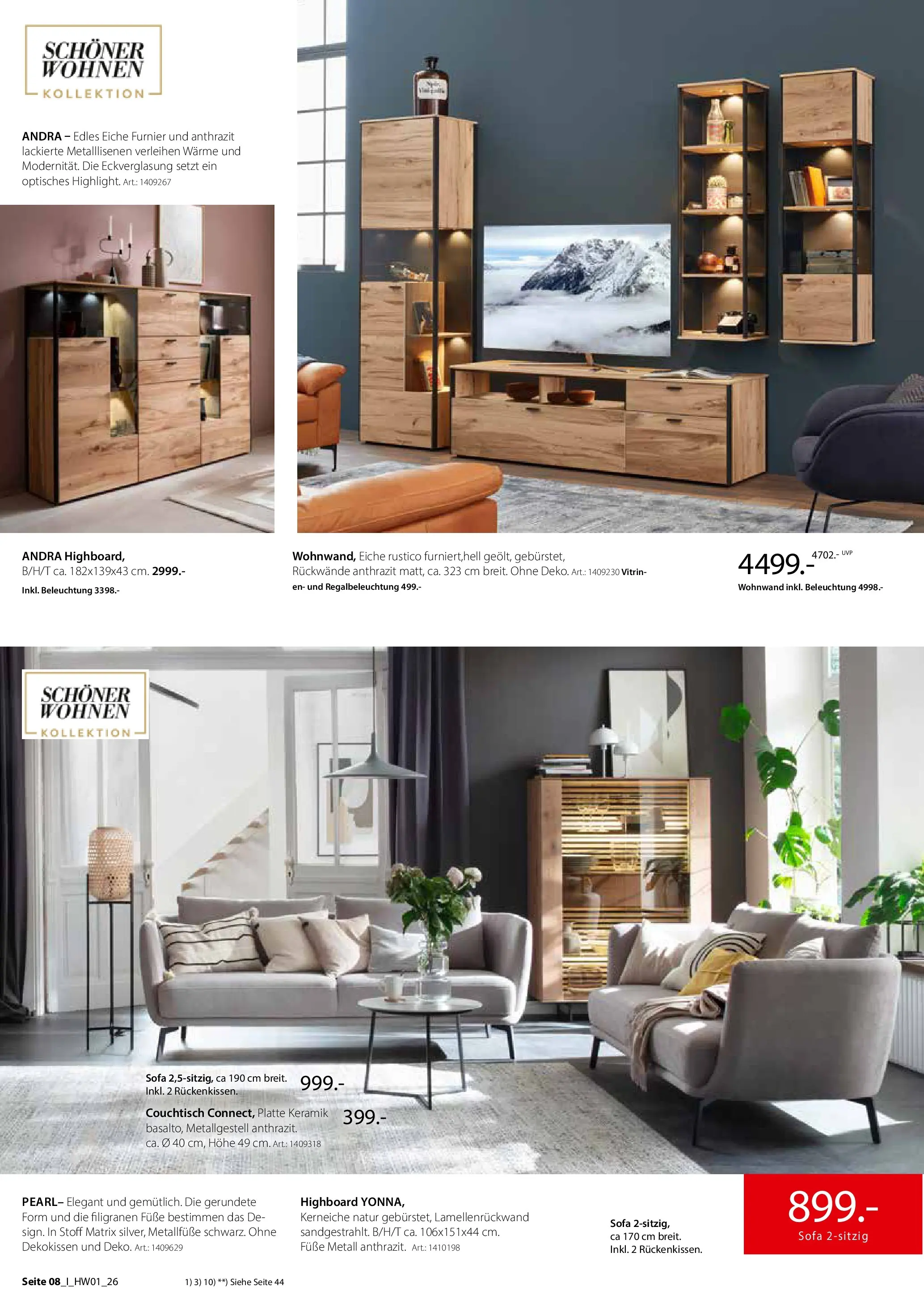 Zurbrüggen Ihr Einrichtungshaus der Extraklasse (ab 27.03.2026) zum Blättern | Seite: 8 | Produkte: Wohnwand, HIghboard, Sofa, Couchtisch