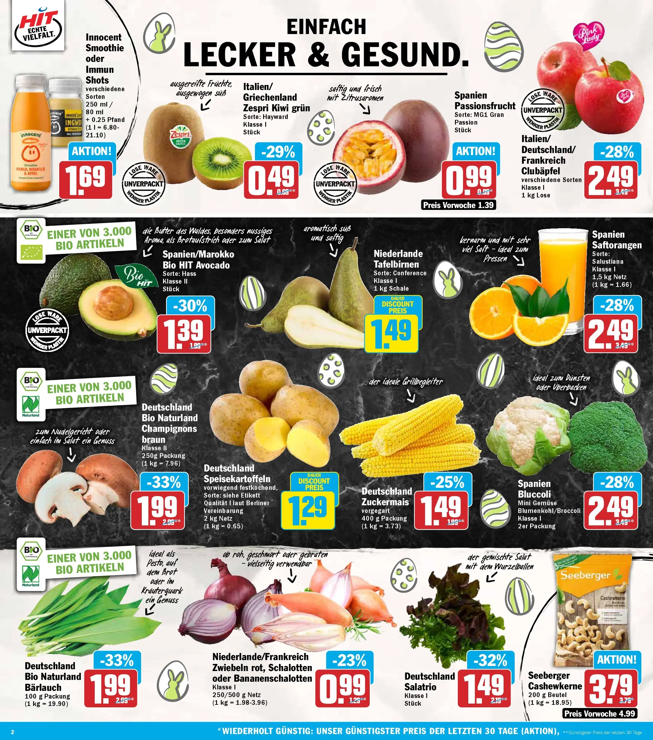 HIT Wochenangebote Hachenburg (ab 23.03.2026) zum Blättern | Seite: 2 | Produkte: Champignons, Zwiebeln, Gemüse, Saft