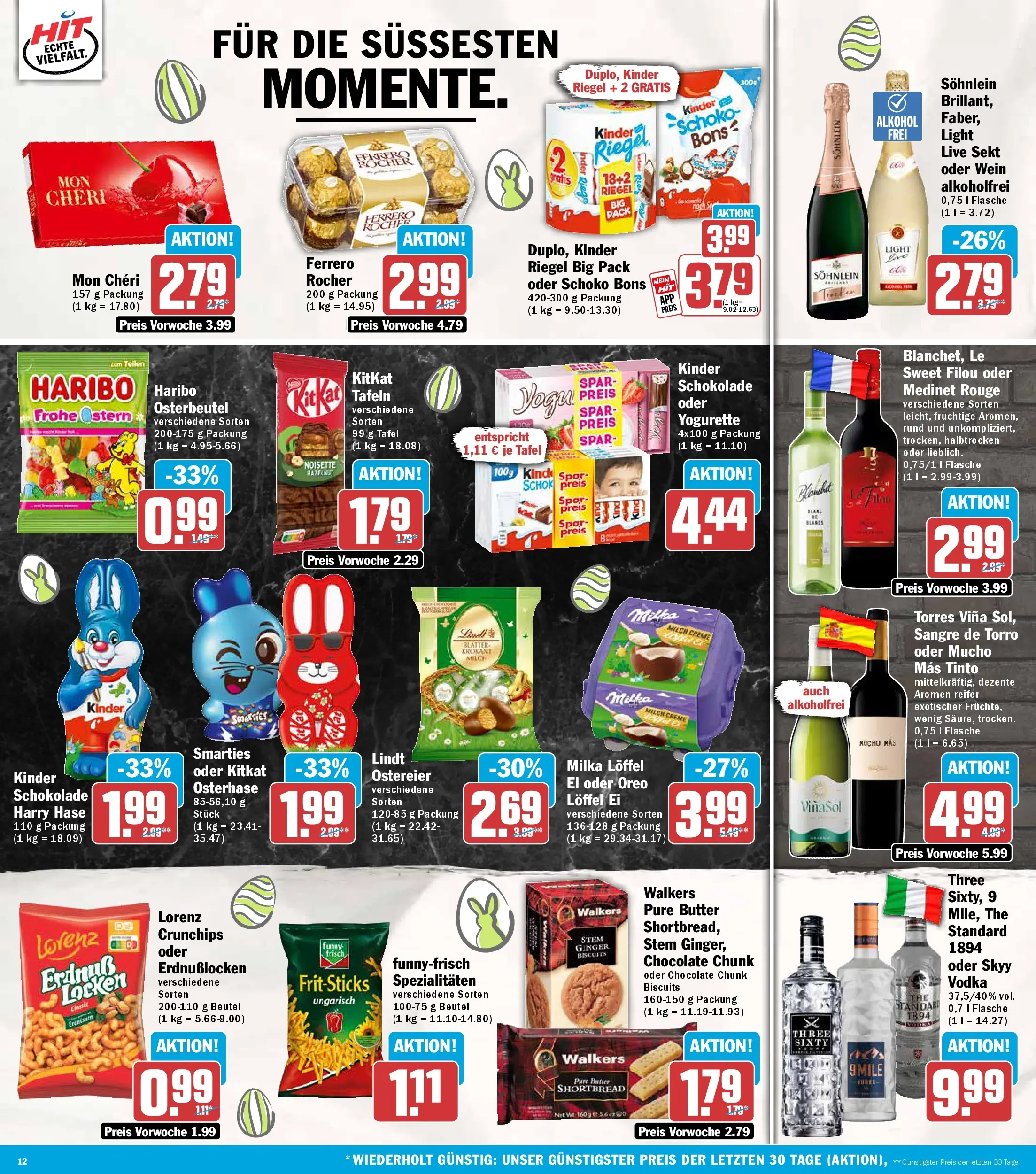 HIT Wochenangebote Hachenburg (ab 23.03.2026) zum Blättern | Seite: 12 | Produkte: Yogurette, Sekt, Lorenz crunchips, Lindt