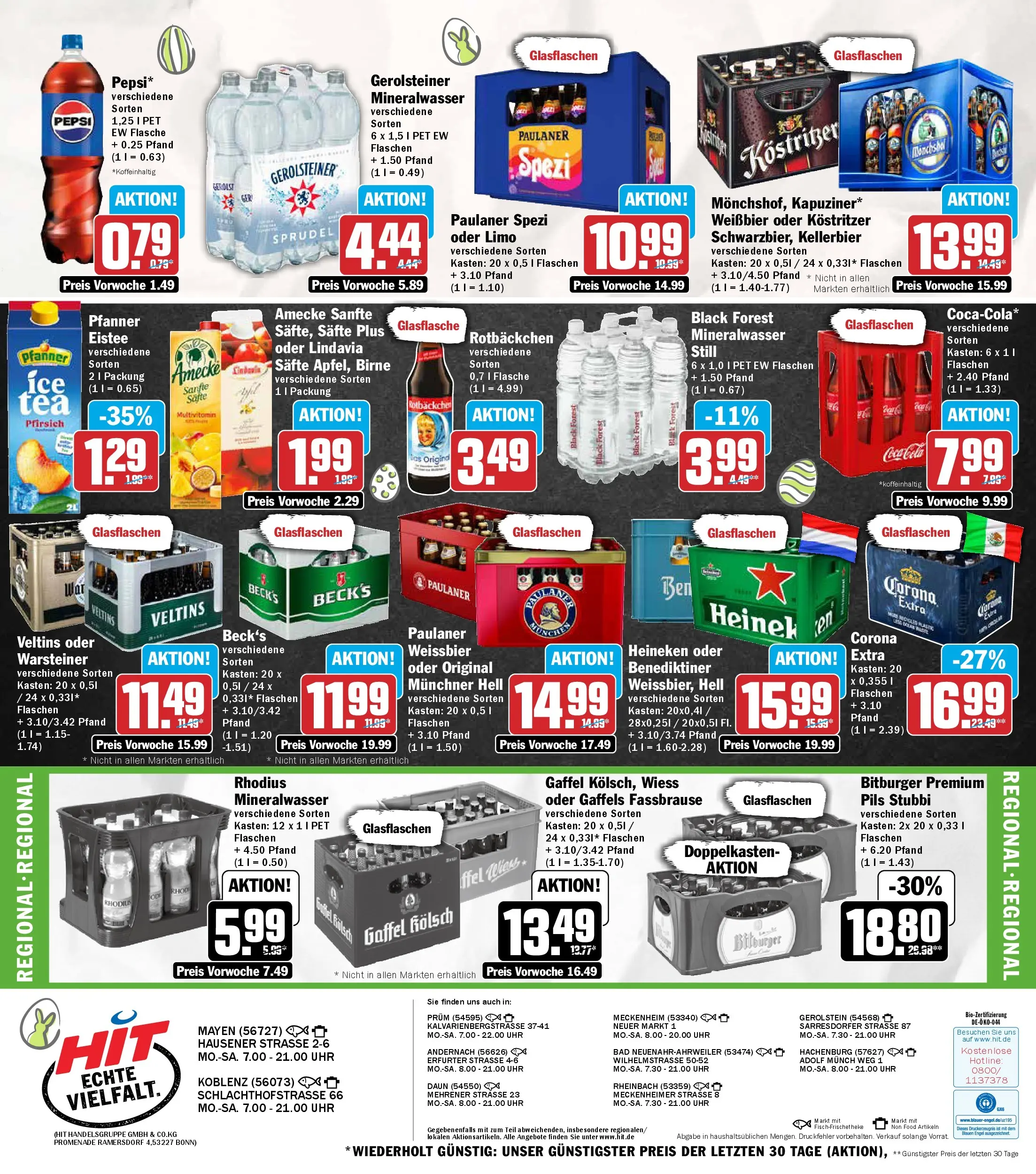 HIT Wochenangebote Mayen, Koblenz (ab 23.03.2026) zum Blättern | Seite: 16 | Produkte: Kostritzer, Bad, Mineralwasser, Paulaner