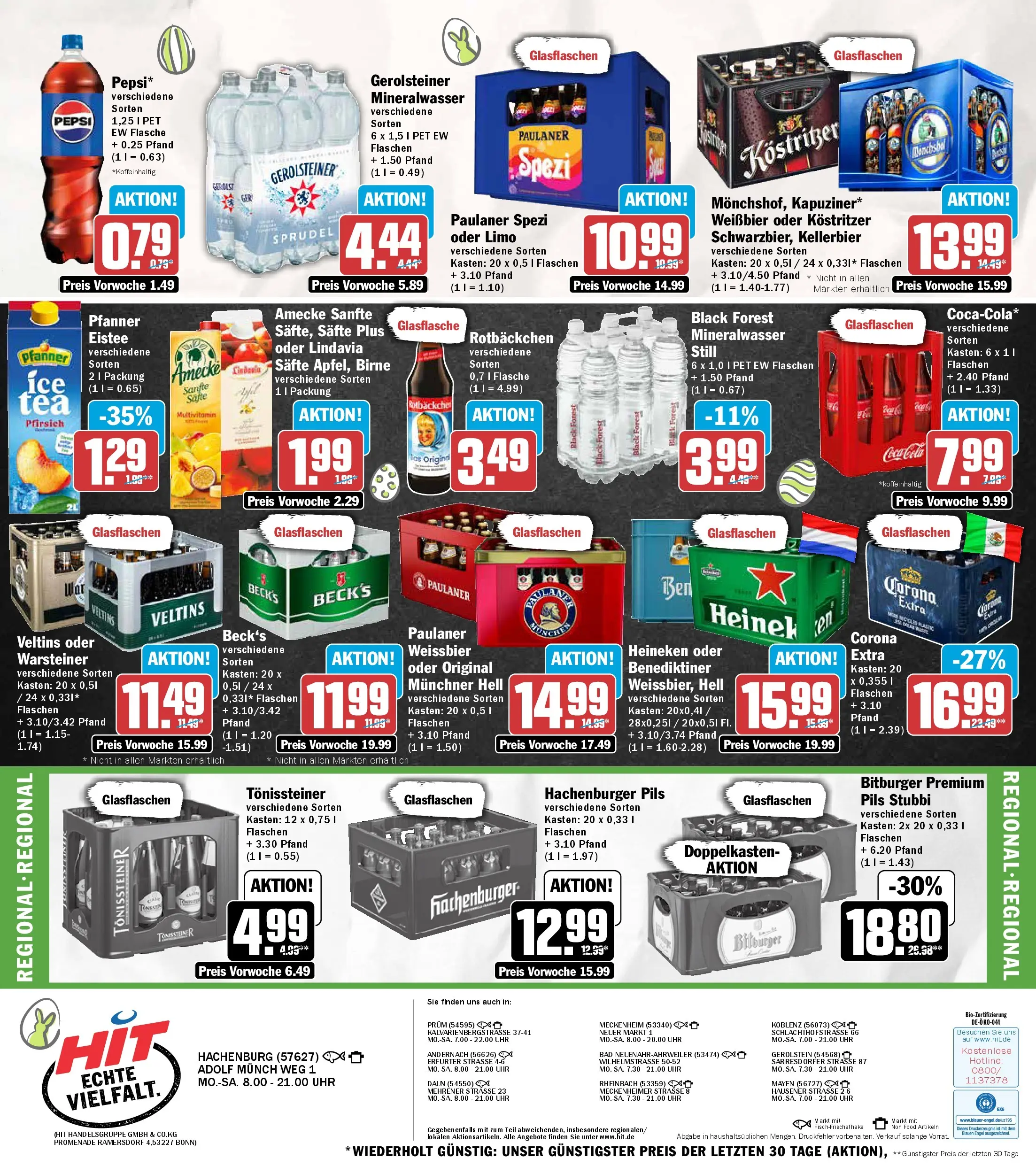 HIT Wochenangebote Hachenburg (ab 23.03.2026) zum Blättern | Seite: 16 | Produkte: Cola, Paulaner spezi, Bad, Paulaner
