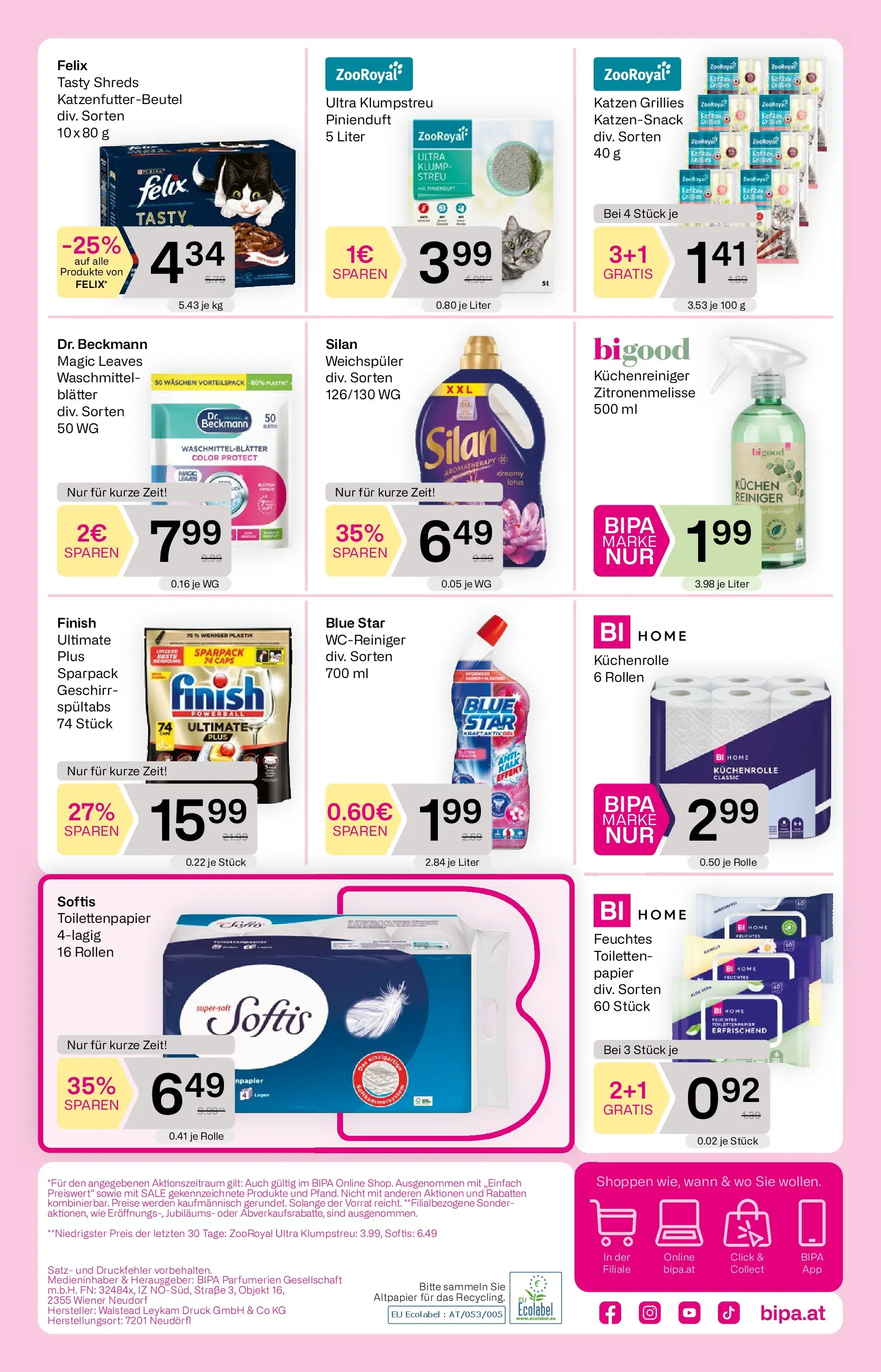 Bipa Linz, Wien, Güssing von 02.04.2026 - Aktuelle Angebote | Seite: 6 | Produkte: Weichspüler, Waschmittel