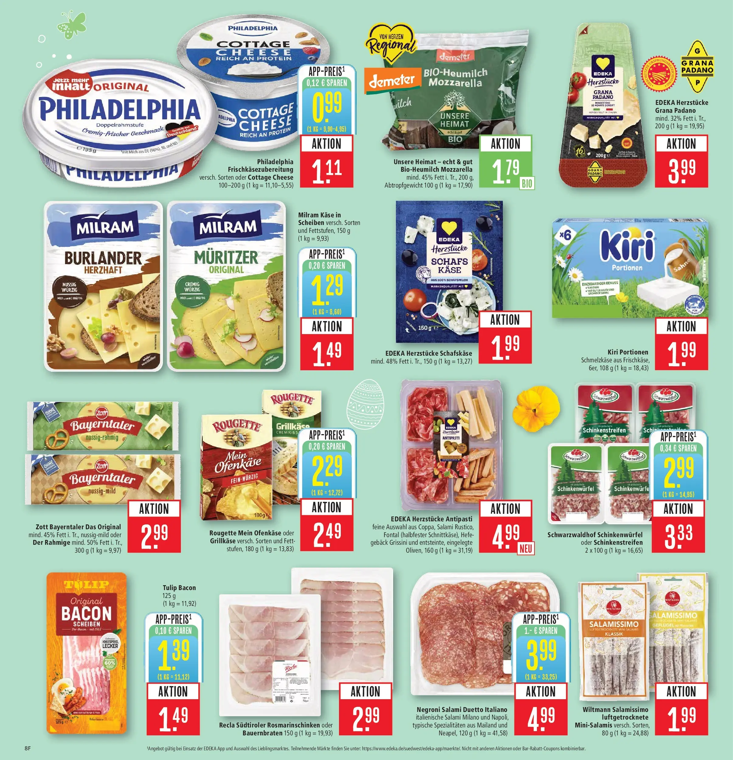 Marktkauf Prospekt Heidenheim	 (ab 29.03.2026) » Angebote online | Seite: 8 | Produkte: Käse, Philadelphia, Salami, Schafskase