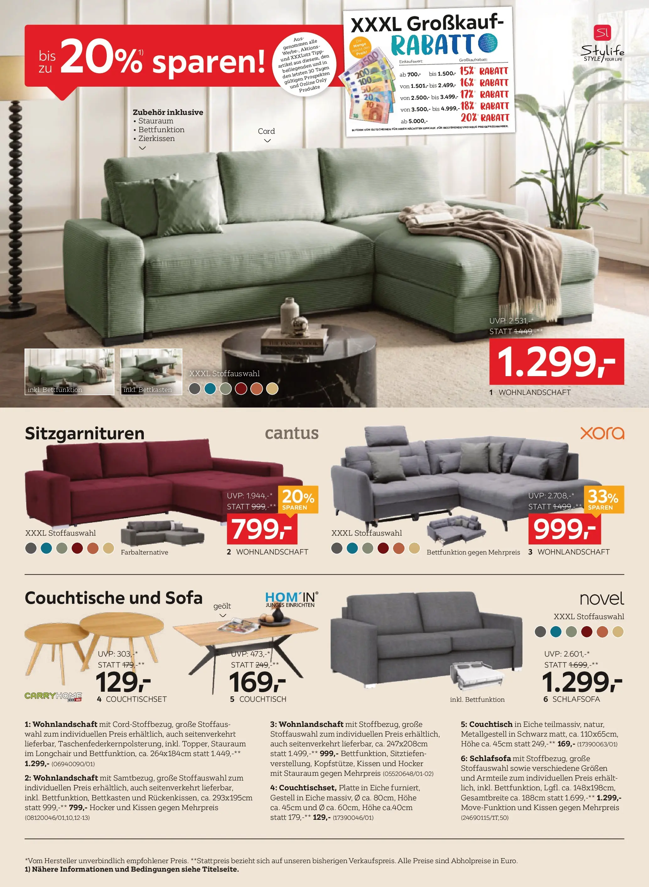 XXXLutz XXXLutz Großkauf-Rabatt von 31.03.2026 - Aktuelle Angebote | Seite: 4 | Produkte: Kissen, Sofa, Couchtisch