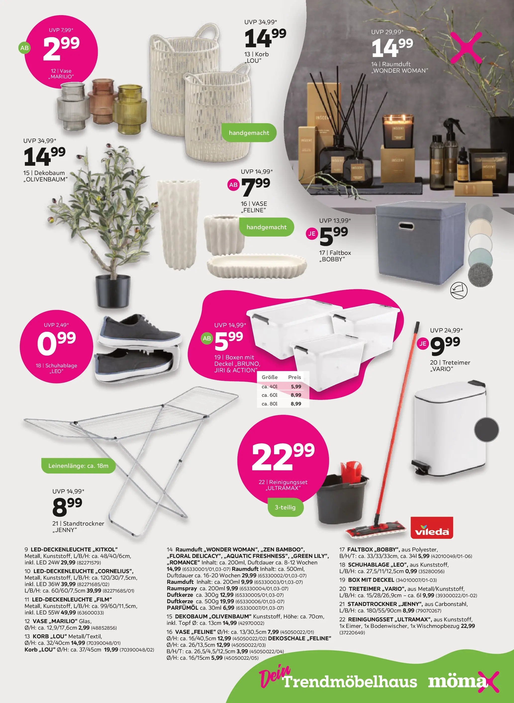 Mömax Ansfelden, Bruck An Der Mur, Villach von 30.03.2026 - Aktuelle Angebote | Seite: 9 | Produkte: Box, Korb, Vase