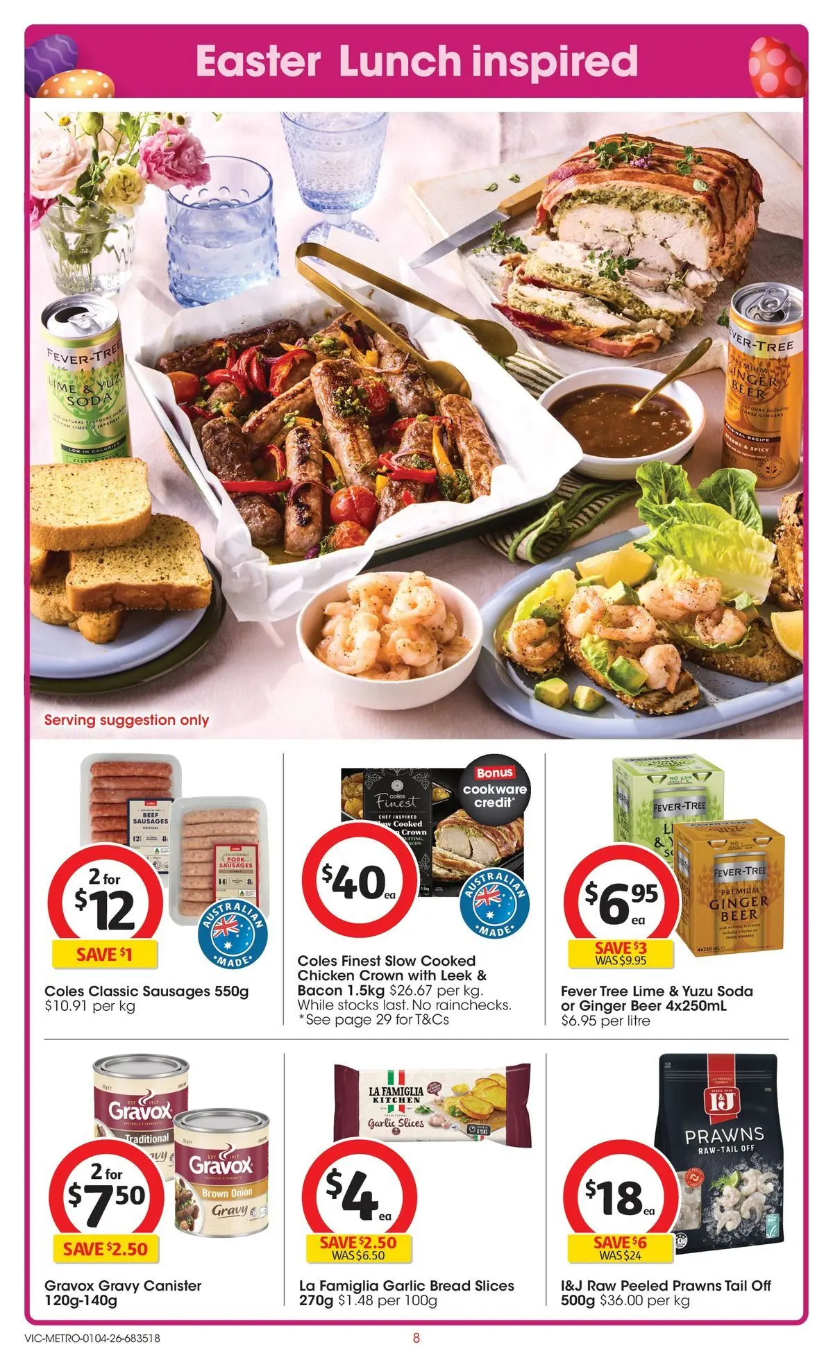 ﻿Coles catalogue valid from 01/04/2026 > Online Australia | Page: 8 | Products: Bread, Beer, Chicken, Garlic