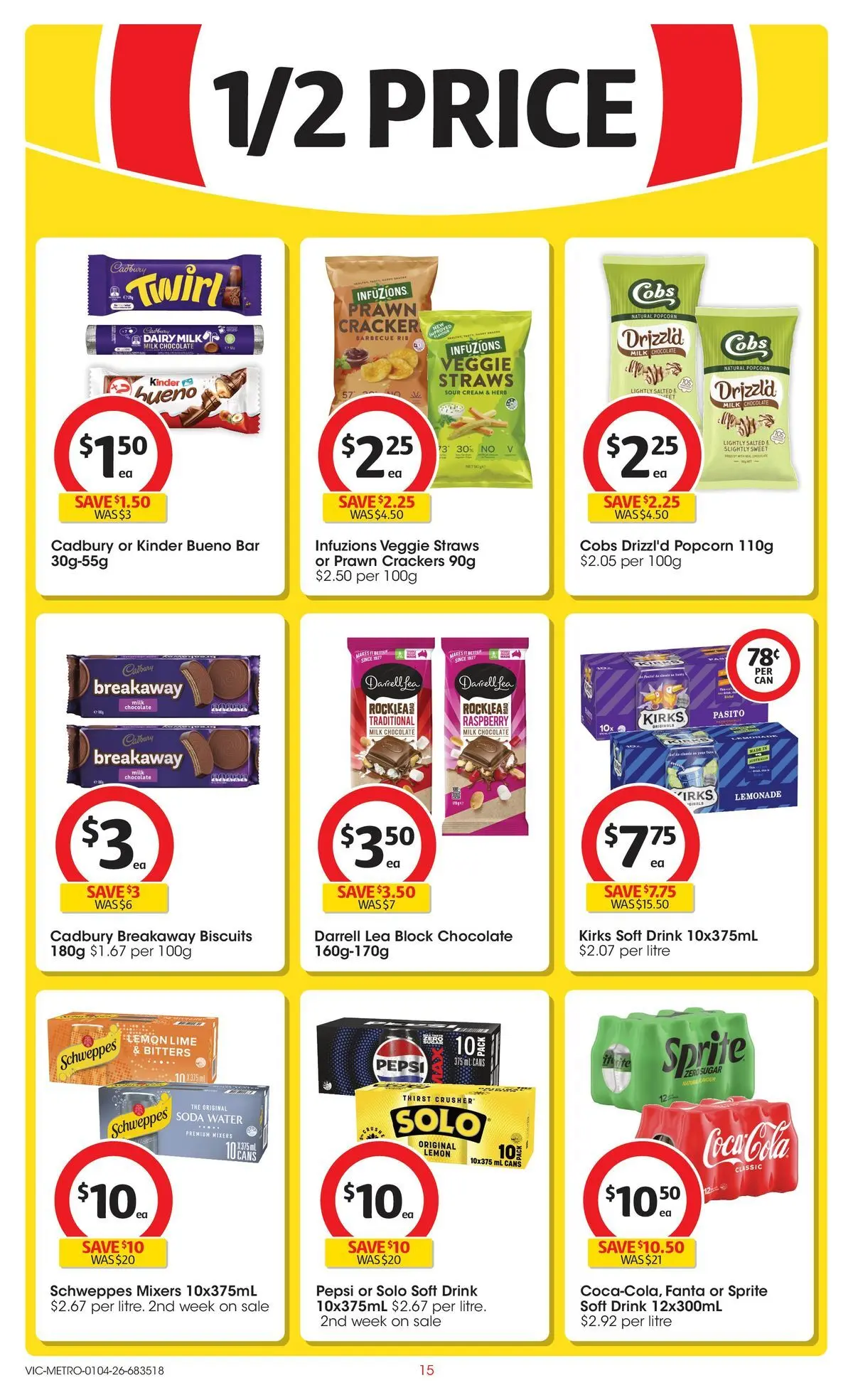 ﻿Coles catalogue valid from 01/04/2026 > Online Australia | Page: 15 | Products: Chocolate, Water, Sugar, Lime