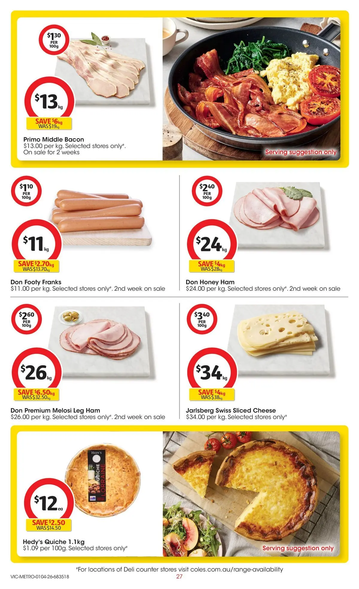 ﻿Coles catalogue valid from 01/04/2026 > Online Australia | Page: 27 | Products: Bacon, Cheese, Ham, Honey
