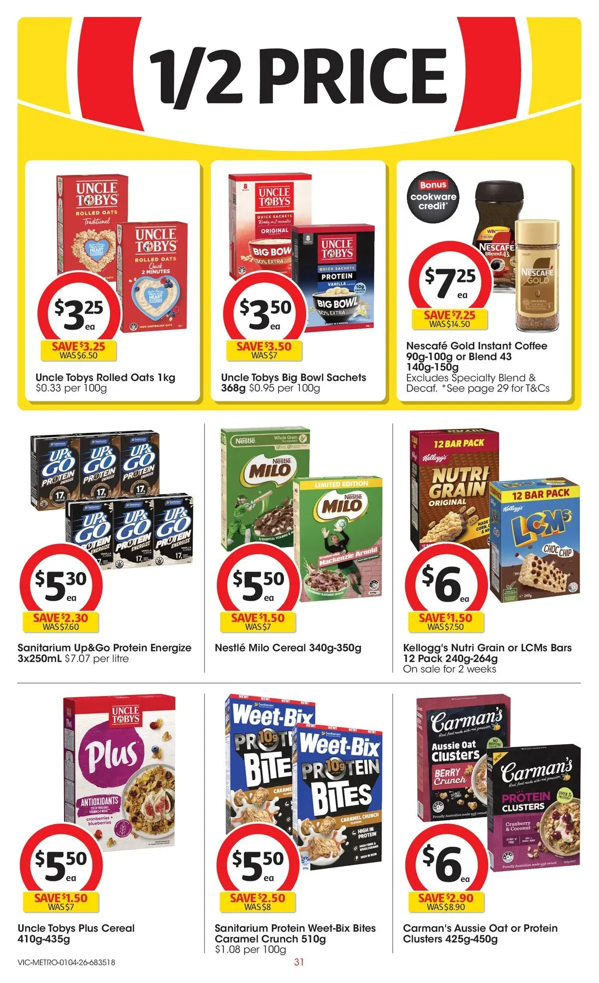 ﻿Coles catalogue valid from 01/04/2026 > Online Australia | Page: 31 | Products: Coffee, Oats, Cereal, Nescafe