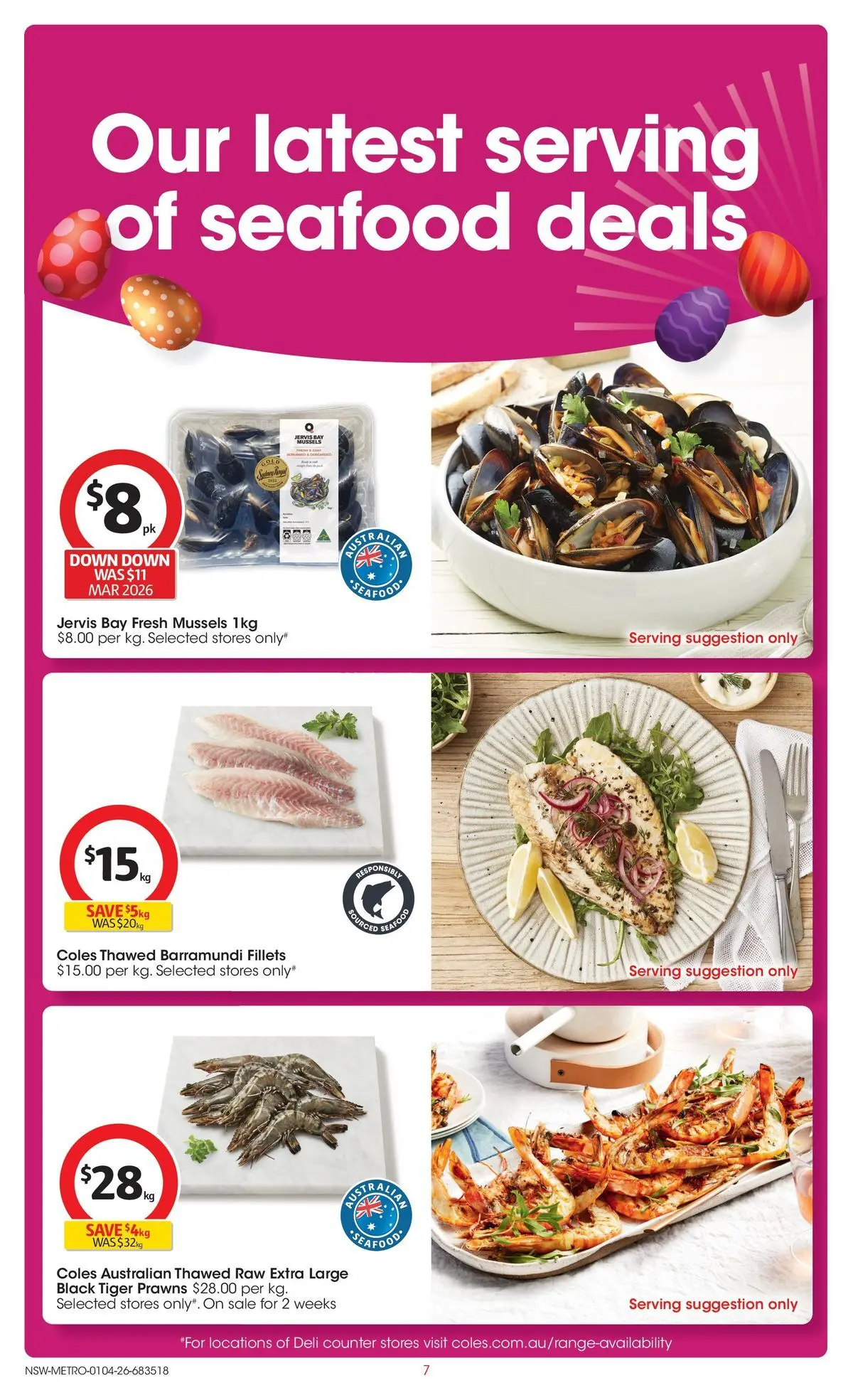 ﻿Coles catalogue valid from 01/04/2026 > Online Australia | Page: 7 | Products: Prawns, Seafood