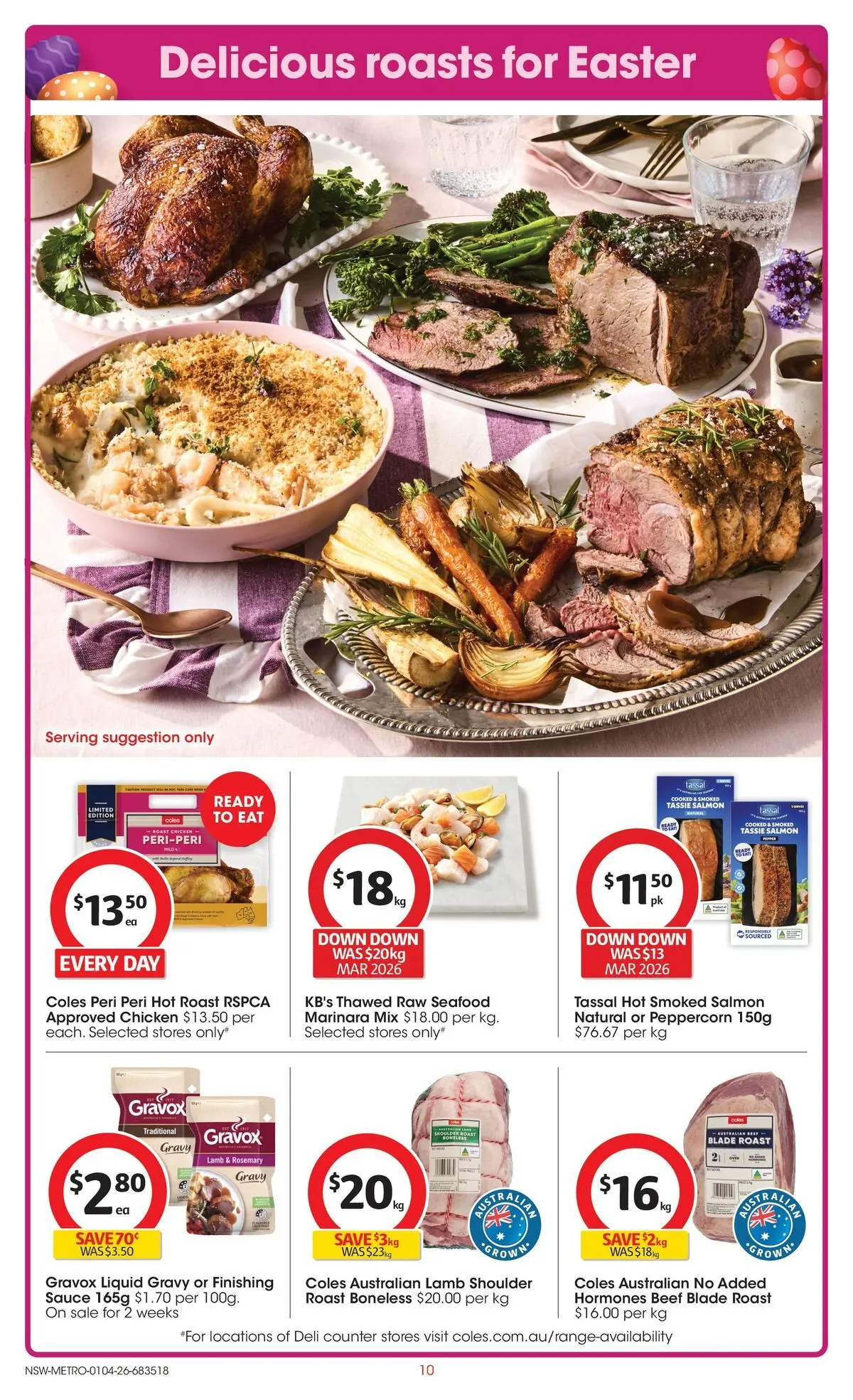 ﻿Coles catalogue valid from 01/04/2026 > Online Australia | Page: 10 | Products: Chicken, Salmon, Sauce, Seafood