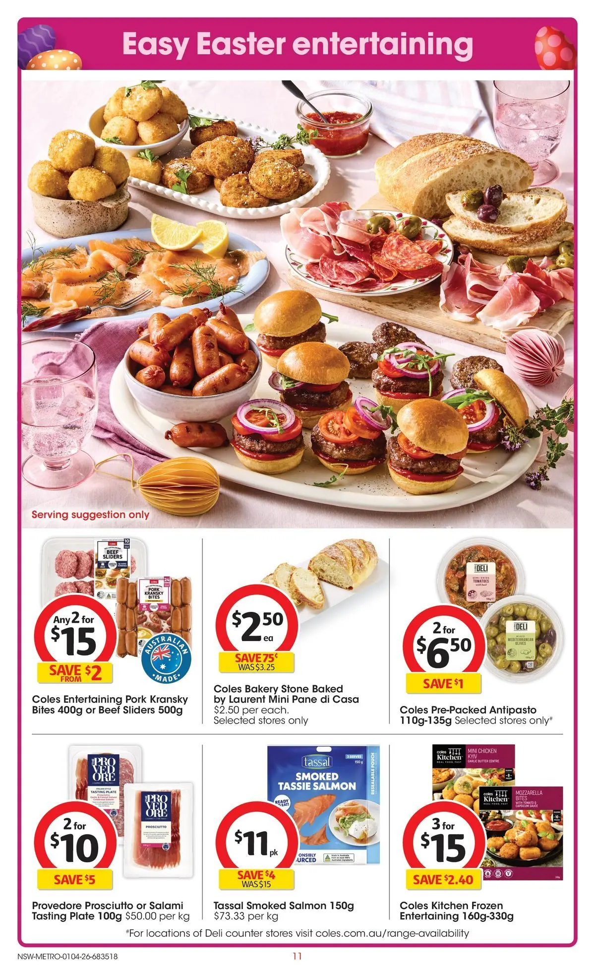 ﻿Coles catalogue valid from 01/04/2026 > Online Australia | Page: 11 | Products: Salami, Chicken, Beef, Bakery