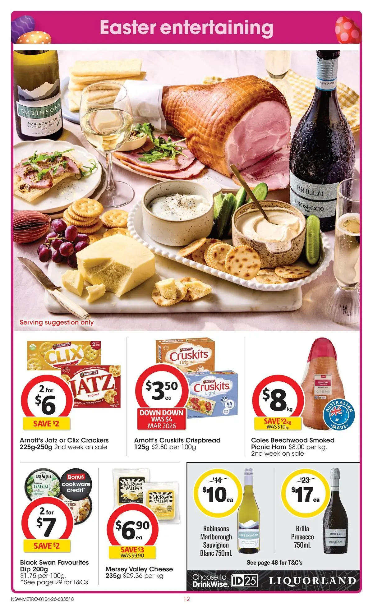 ﻿Coles catalogue valid from 01/04/2026 > Online Australia | Page: 12 | Products: Crackers, Cheese, Ham, Cookware
