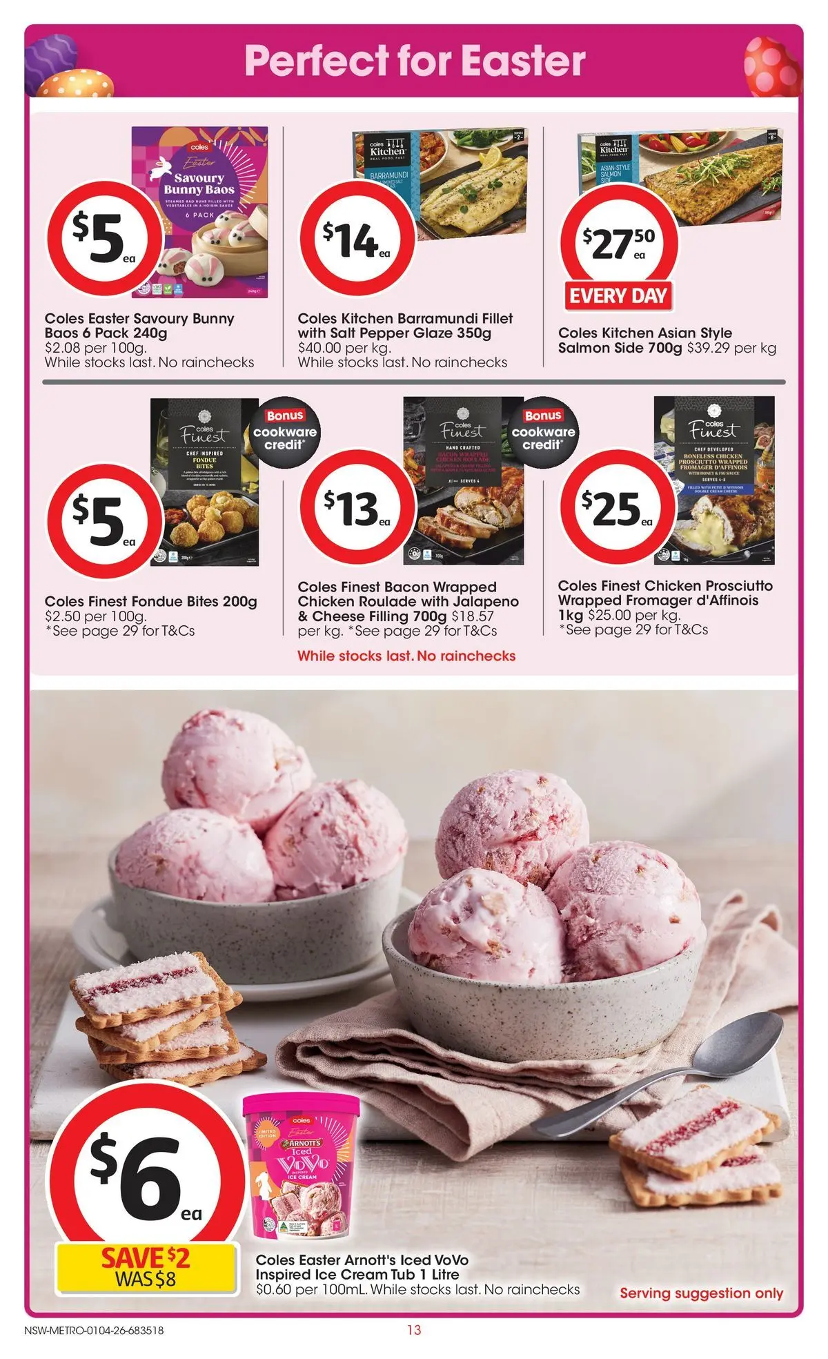 ﻿Coles catalogue valid from 01/04/2026 > Online Australia | Page: 13 | Products: Bacon, Ice cream, Salmon, Salt