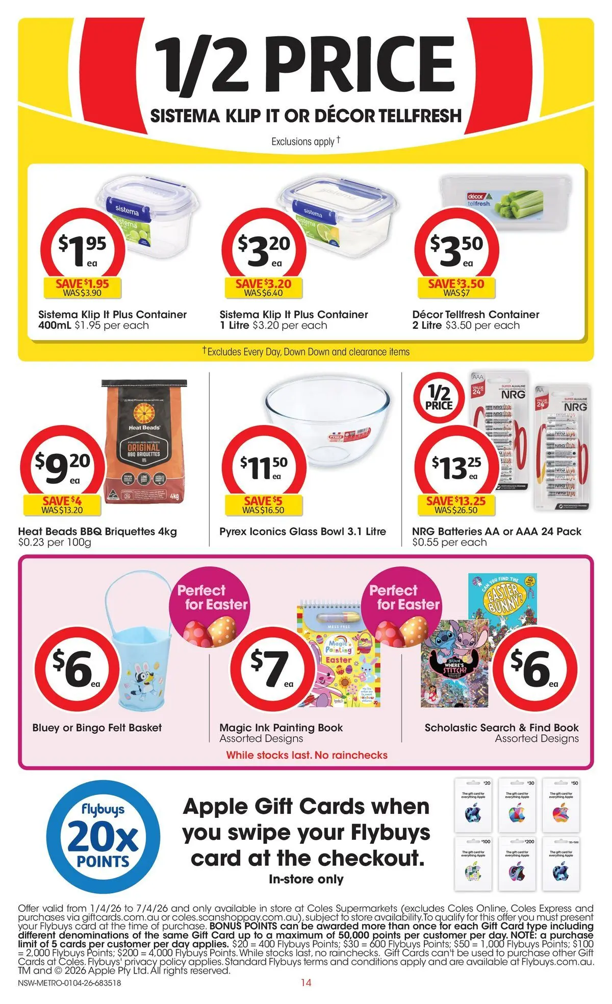 ﻿Coles catalogue valid from 01/04/2026 > Online Australia | Page: 14 | Products: Decor, Basket, Painting, Batteries