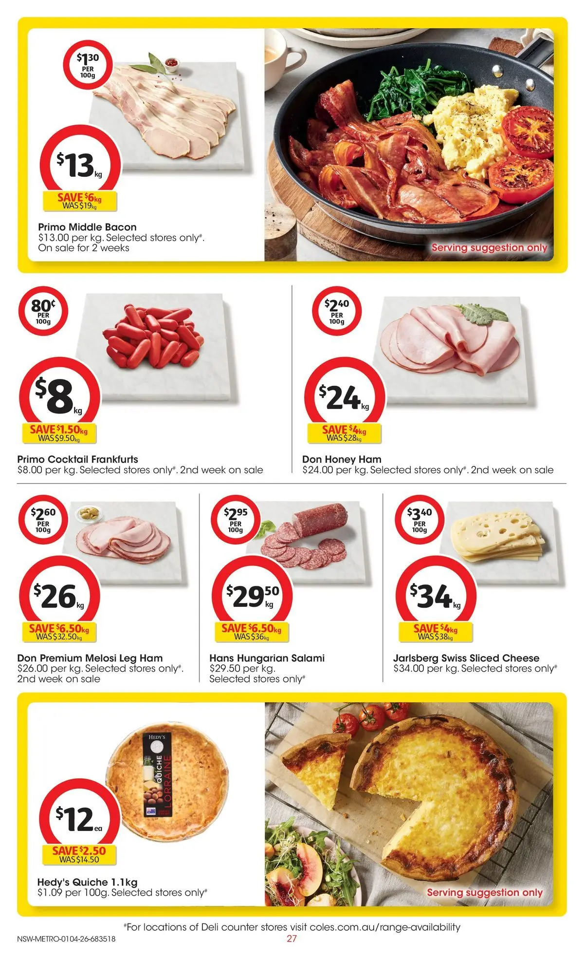 ﻿Coles catalogue valid from 01/04/2026 > Online Australia | Page: 27 | Products: Bacon, Cheese, Salami, Honey