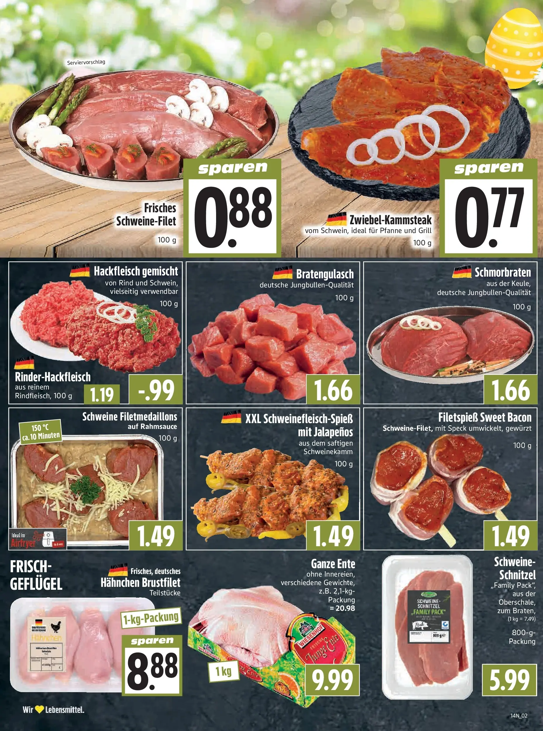 Angebote - Edeka Hahner: Wochenangebote (ab 29.03.2026) zum Blättern | Seite: 4 | Produkte: Hahnchen, Schnitzel, Schweinefilet, Ente