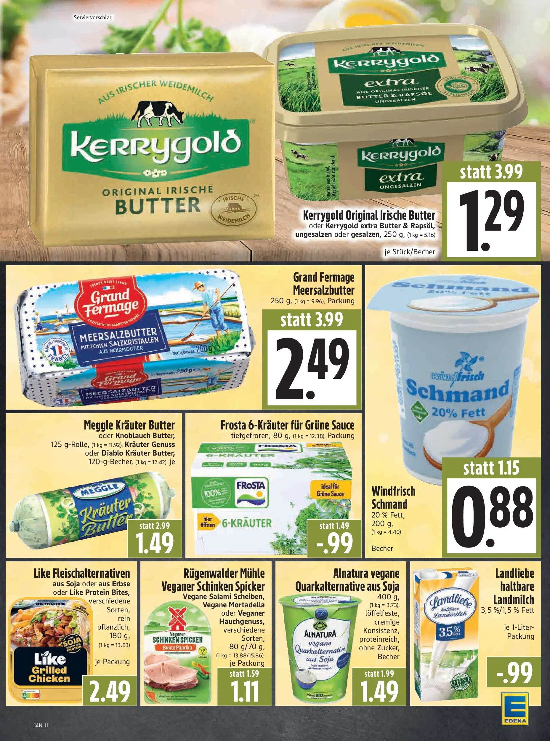 Angebote - Edeka Hahner: Wochenangebote (ab 29.03.2026) zum Blättern | Seite: 13 | Produkte: Butter, Rapsöl, Frosta, Erbse
