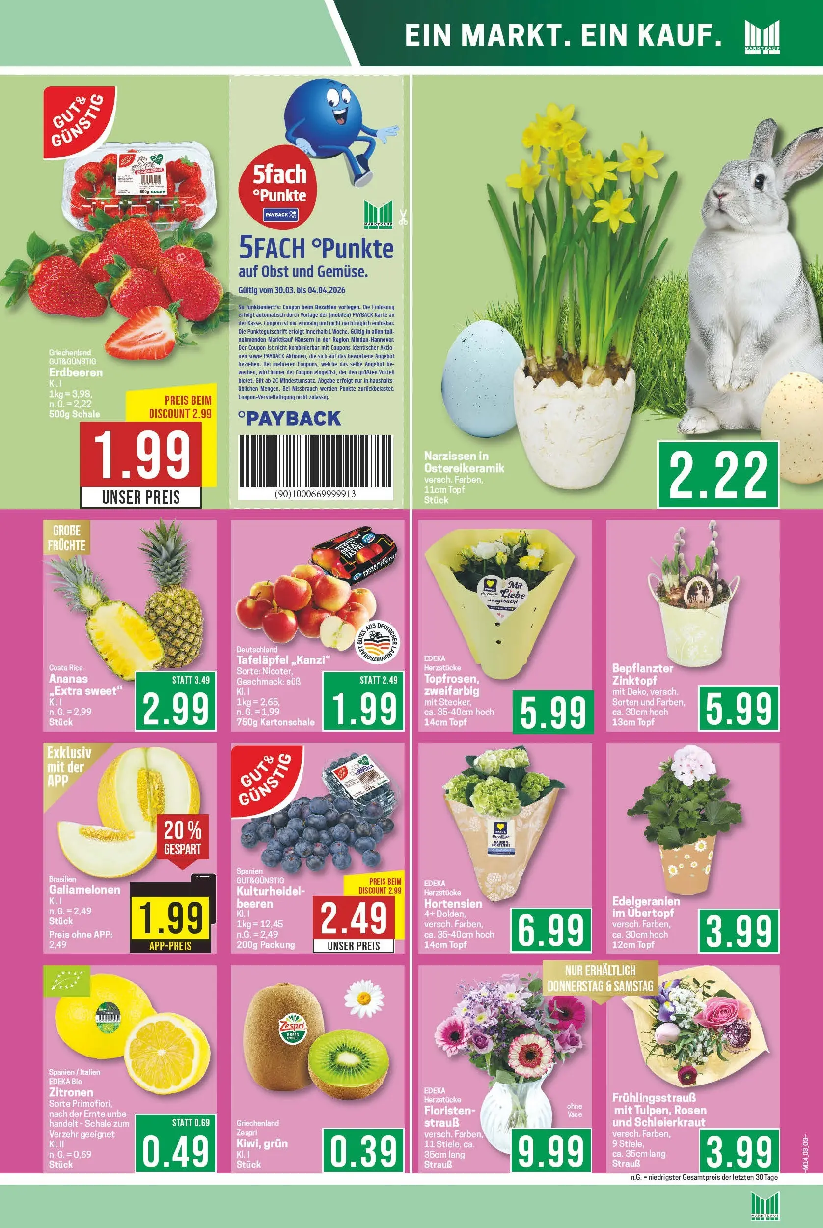 Marktkauf Prospekt Meppen	 (ab 30.03.2026) » Angebote online | Seite: 5 | Produkte: Ananas, Obst, Erdbeeren, Zitronen