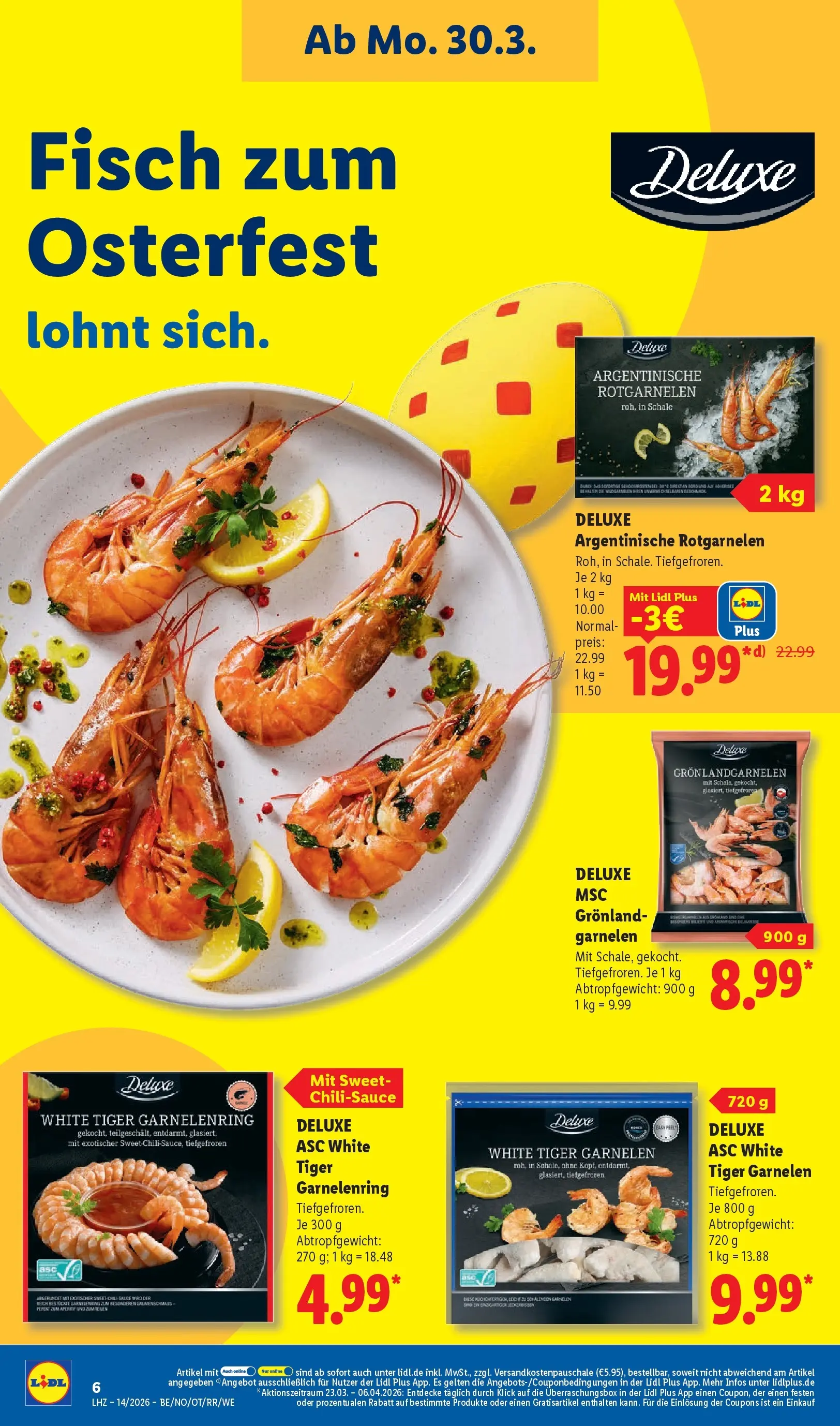 Lidl Prospekt Plettenberg (ab 29.03.2026) zum Blättern » Angebote | Seite: 18 | Produkte: Garnelen, Fisch, Tiger garnelen