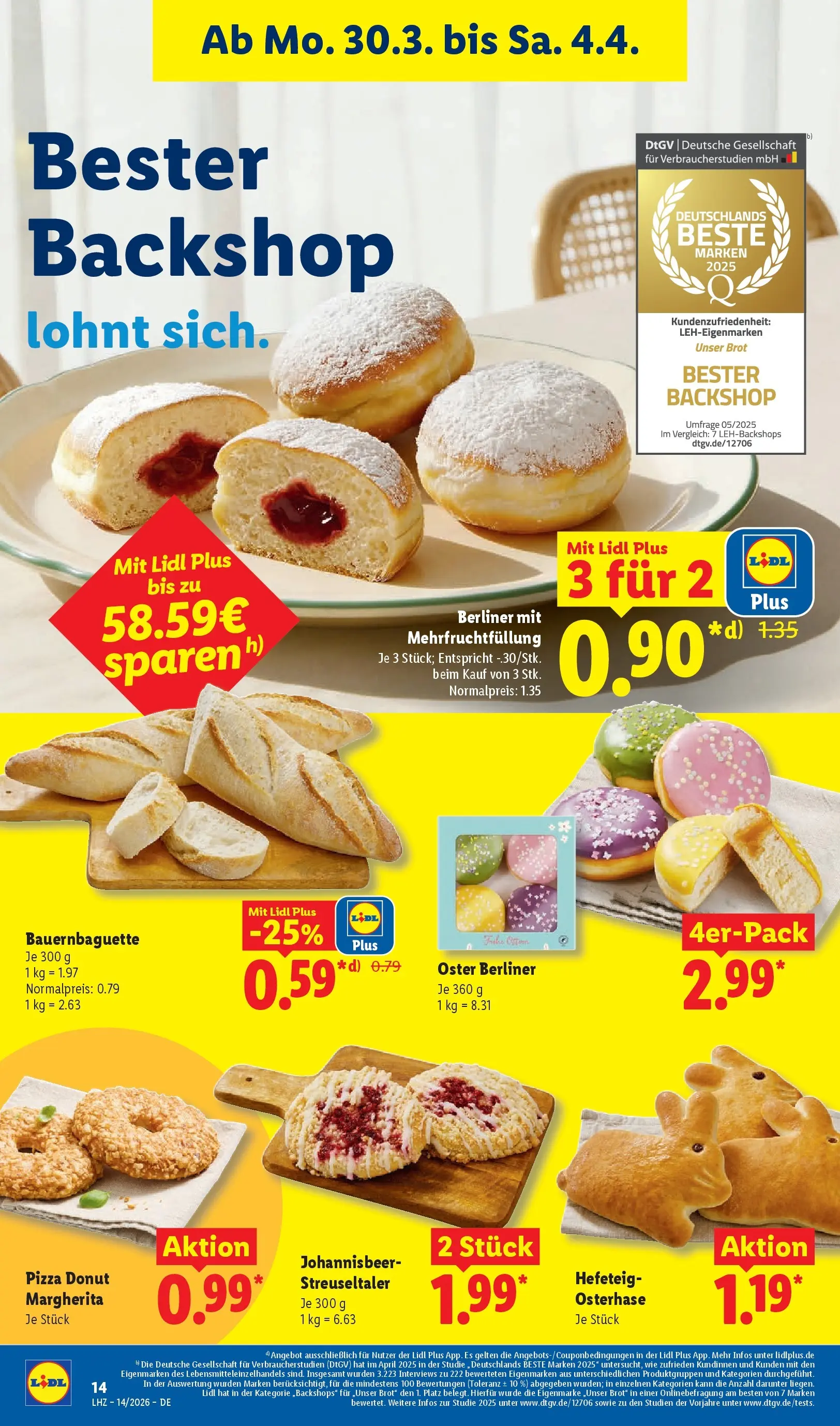 Lidl Prospekt Plettenberg (ab 29.03.2026) zum Blättern » Angebote | Seite: 32 | Produkte: Berliner, Brot, Pizza