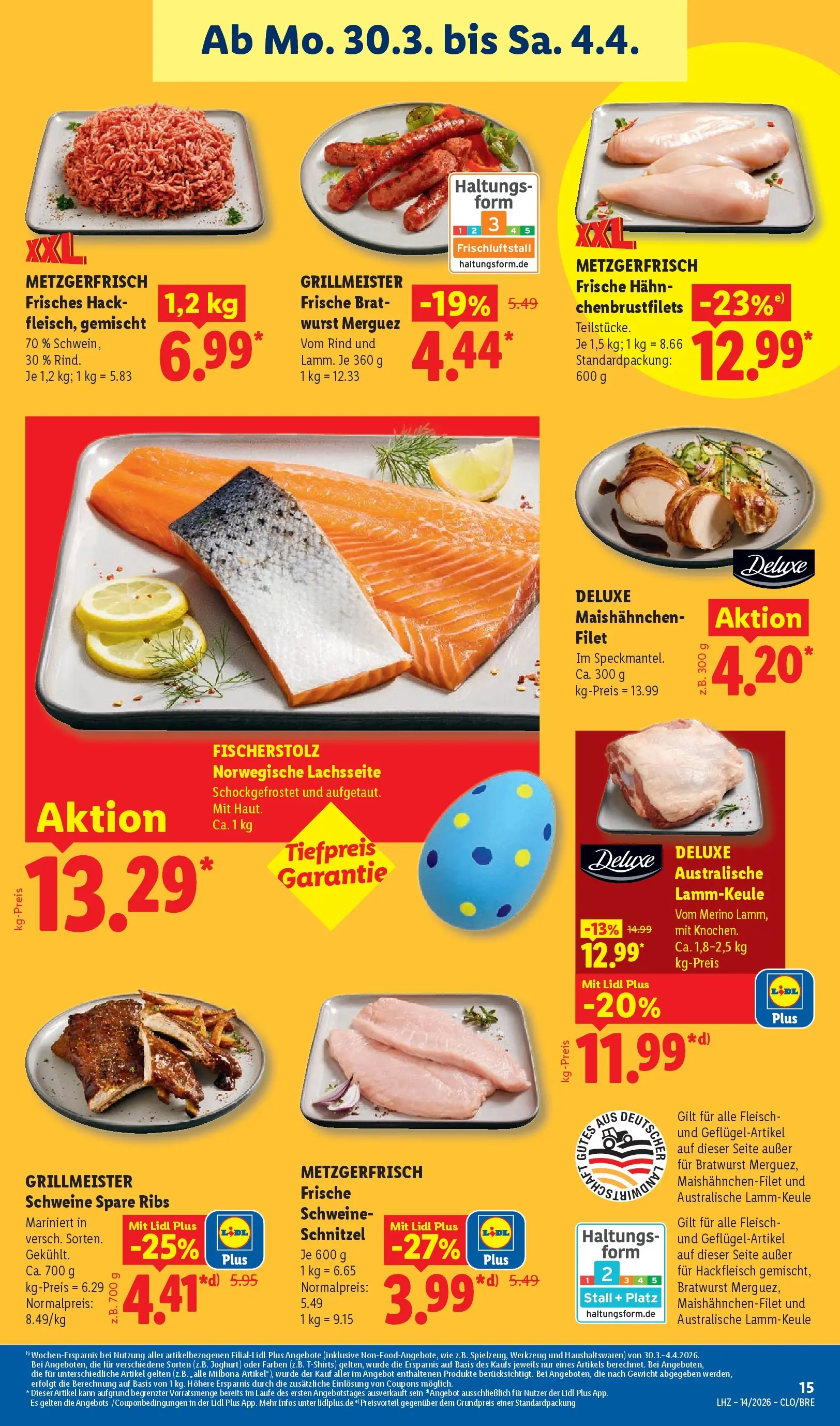 Lidl Prospekt Emlichheim (ab 30.03.2026) zum Blättern » Angebote | Seite: 29 | Produkte: Lammkeule, Bratwurst, Spare ribs, Hackfleisch