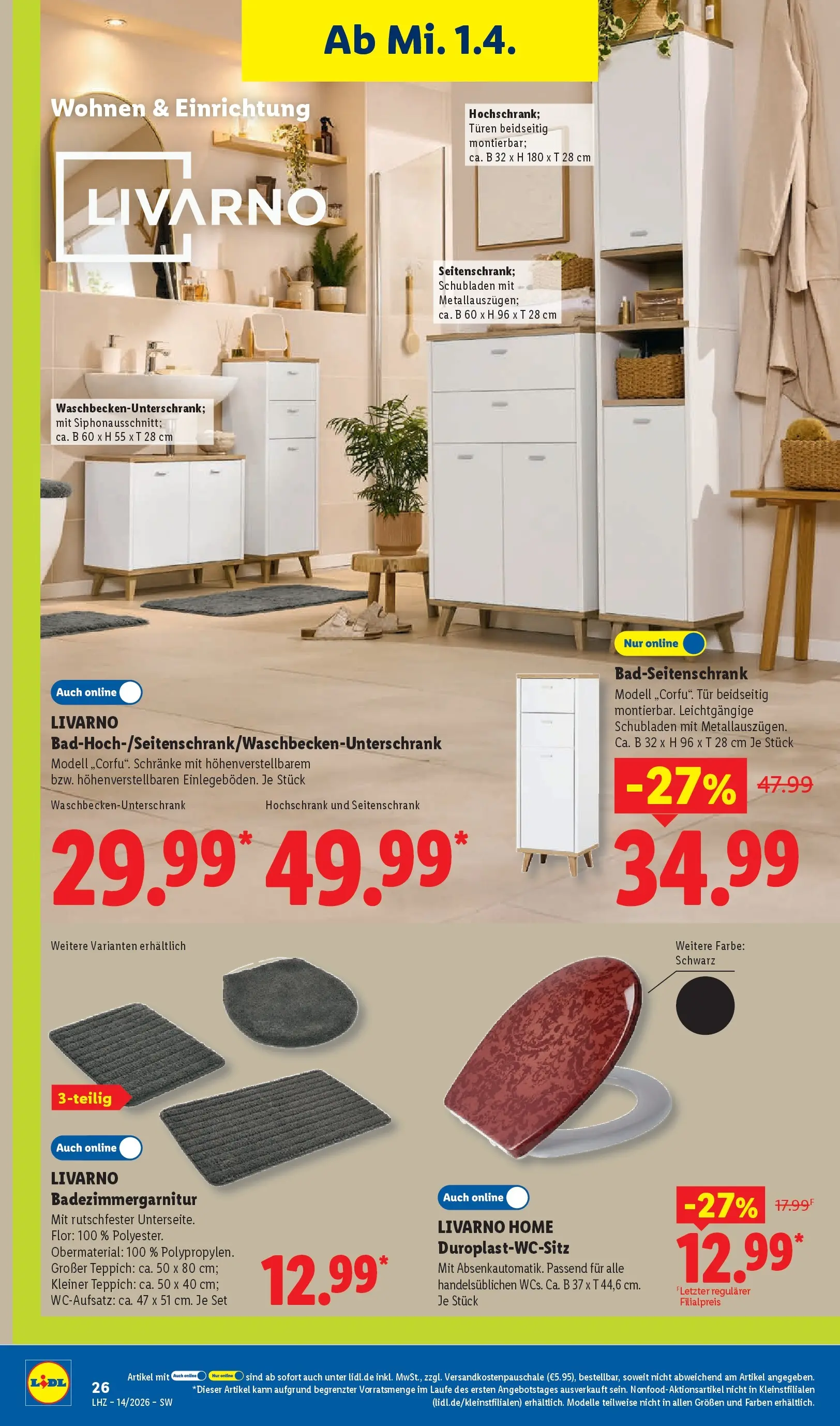 Lidl Prospekt Mühlacker (ab 29.03.2026) zum Blättern » Angebote | Seite: 50 | Produkte: Teppich, Tür, Hochschrank